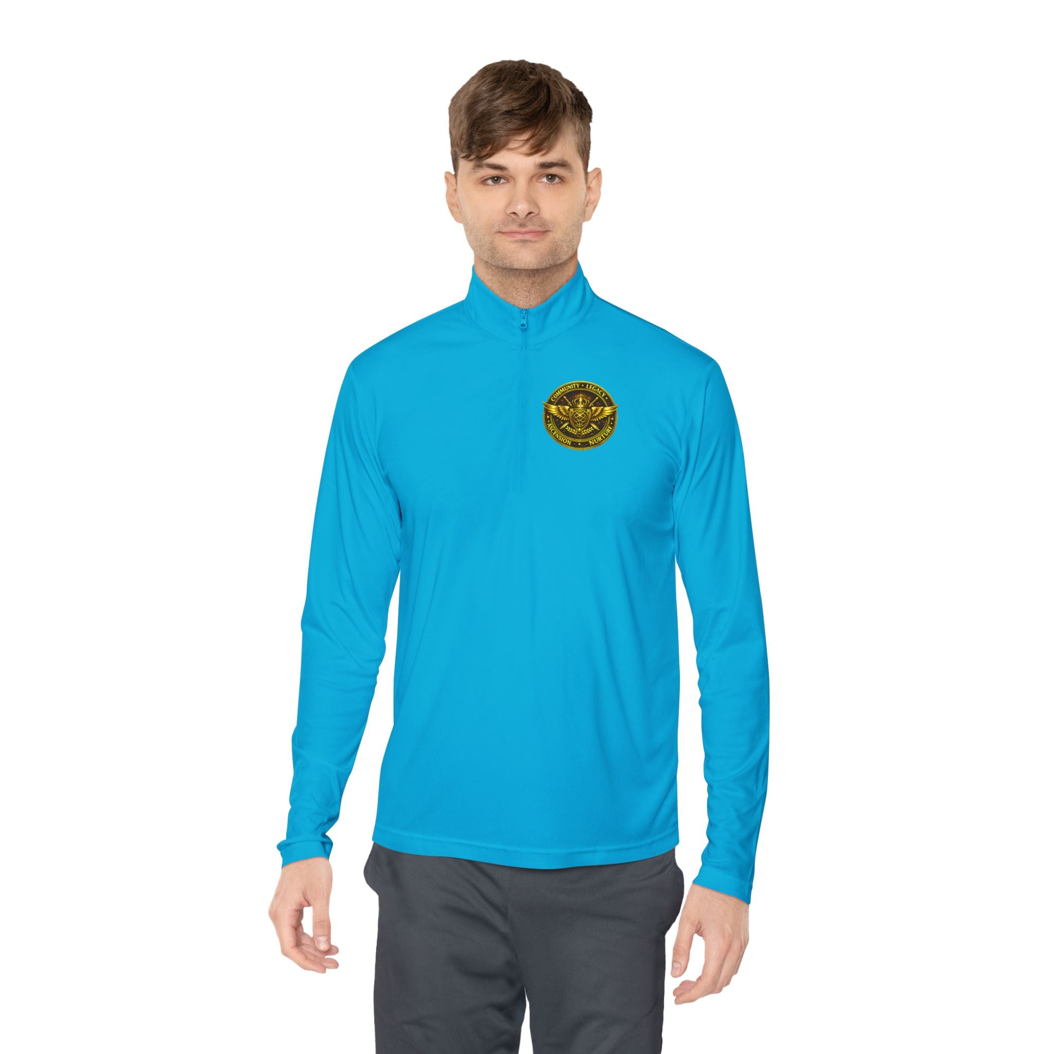Ember Sigil Quarter-Zip Pullover — Fantasy Crest Backprint & Chest Emblem