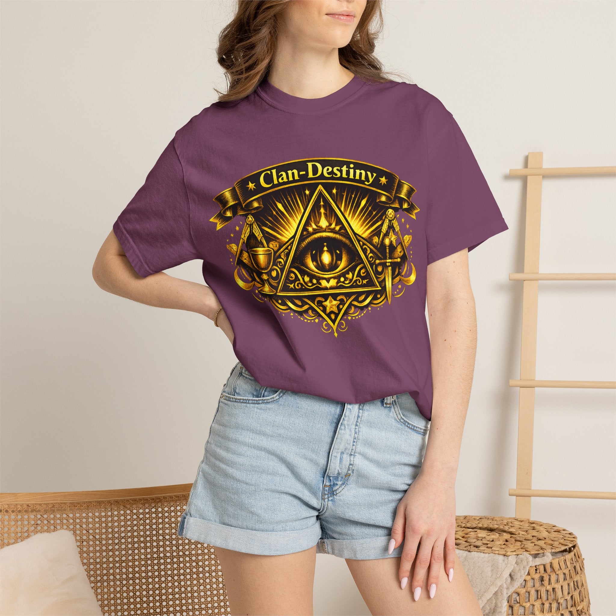 Mystic Eye T-Shirt — "Clan-Destiny" Gold Pyramid Graphic