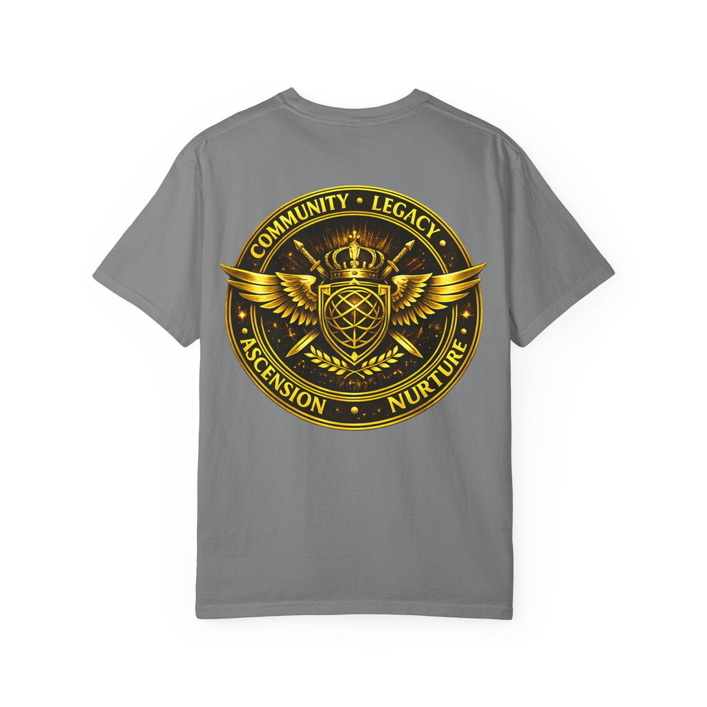 Clan-Destined Graphic T-Shirt — Gold Crown & Wings Emblem