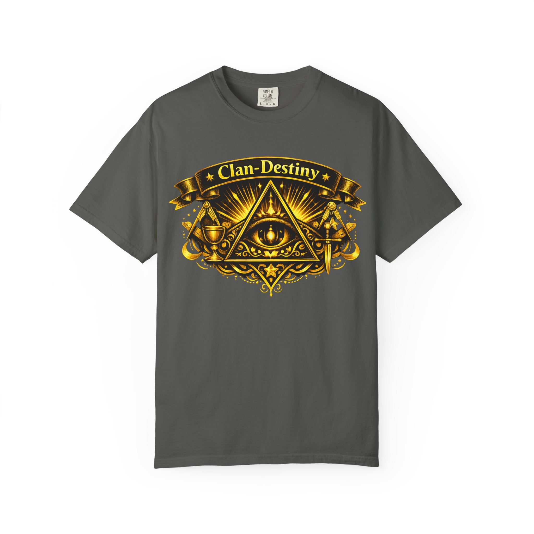 Mystic Eye T-Shirt — "Clan-Destiny" Gold Pyramid Graphic