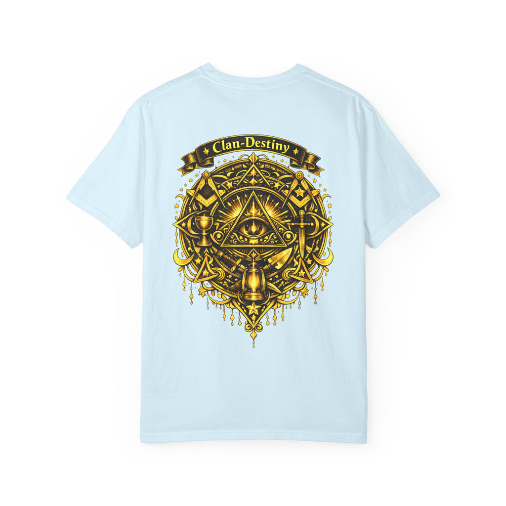Mystic Eye T-Shirt — "Clan-Destiny" Gold Pyramid Graphic