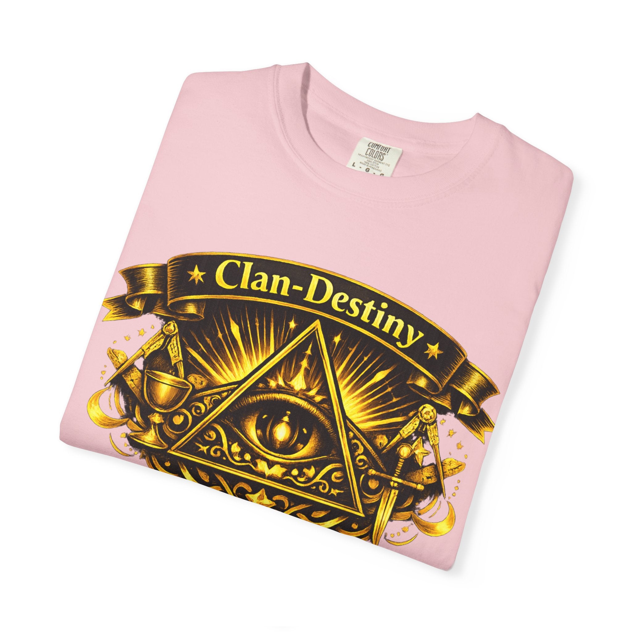 Mystic Eye T-Shirt — "Clan-Destiny" Gold Pyramid Graphic