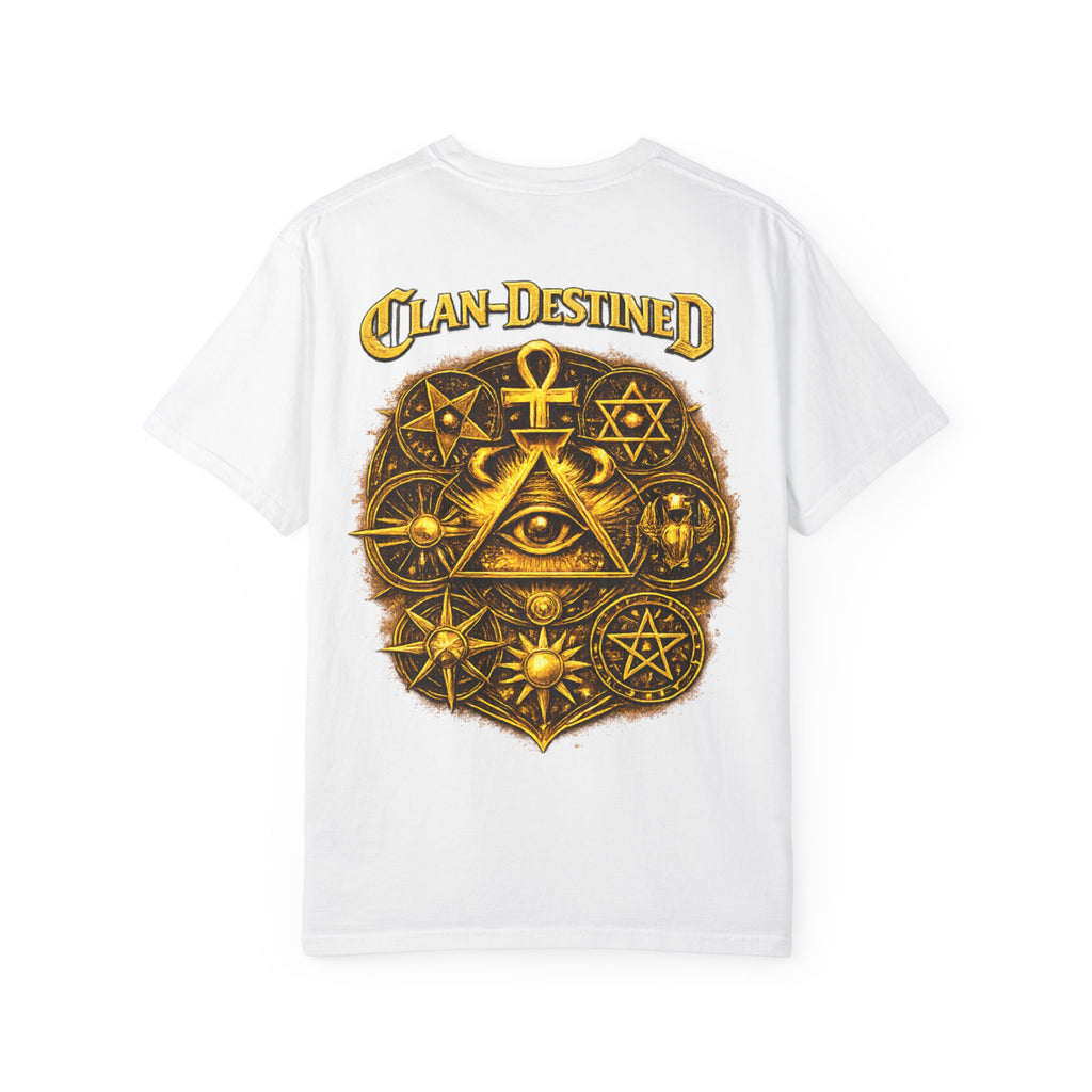 Mystic Sigil T-Shirt — Golden All-Seeing Eye & Esoteric Symbols Graphic Tee