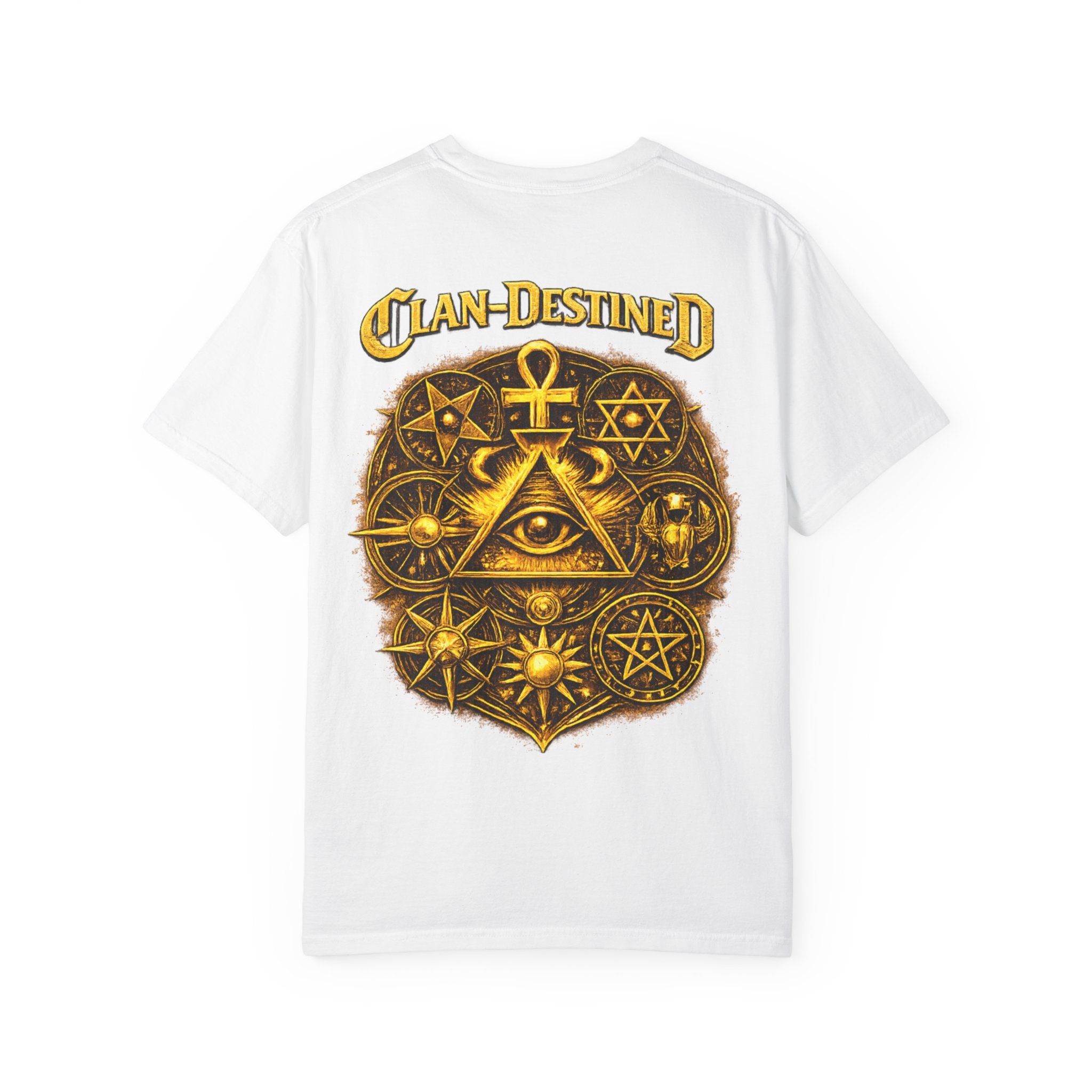 Mystic Sigil T-Shirt — Golden All-Seeing Eye & Esoteric Symbols Graphic Tee