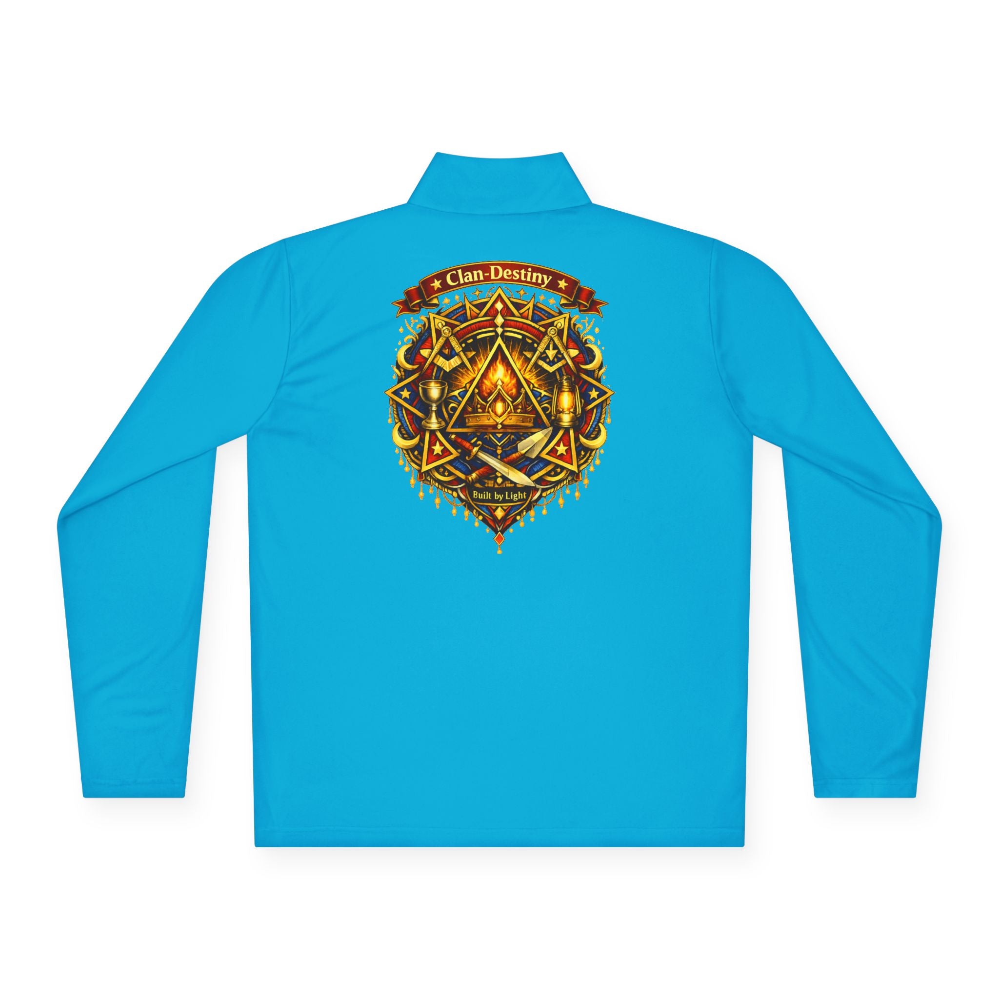 Ember Sigil Quarter-Zip Pullover — Fantasy Crest Backprint & Chest Emblem