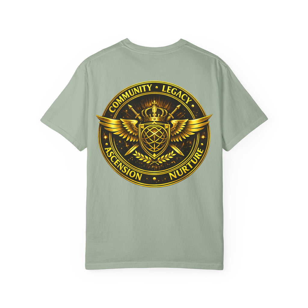 Clan-Destined Graphic T-Shirt — Gold Crown & Wings Emblem