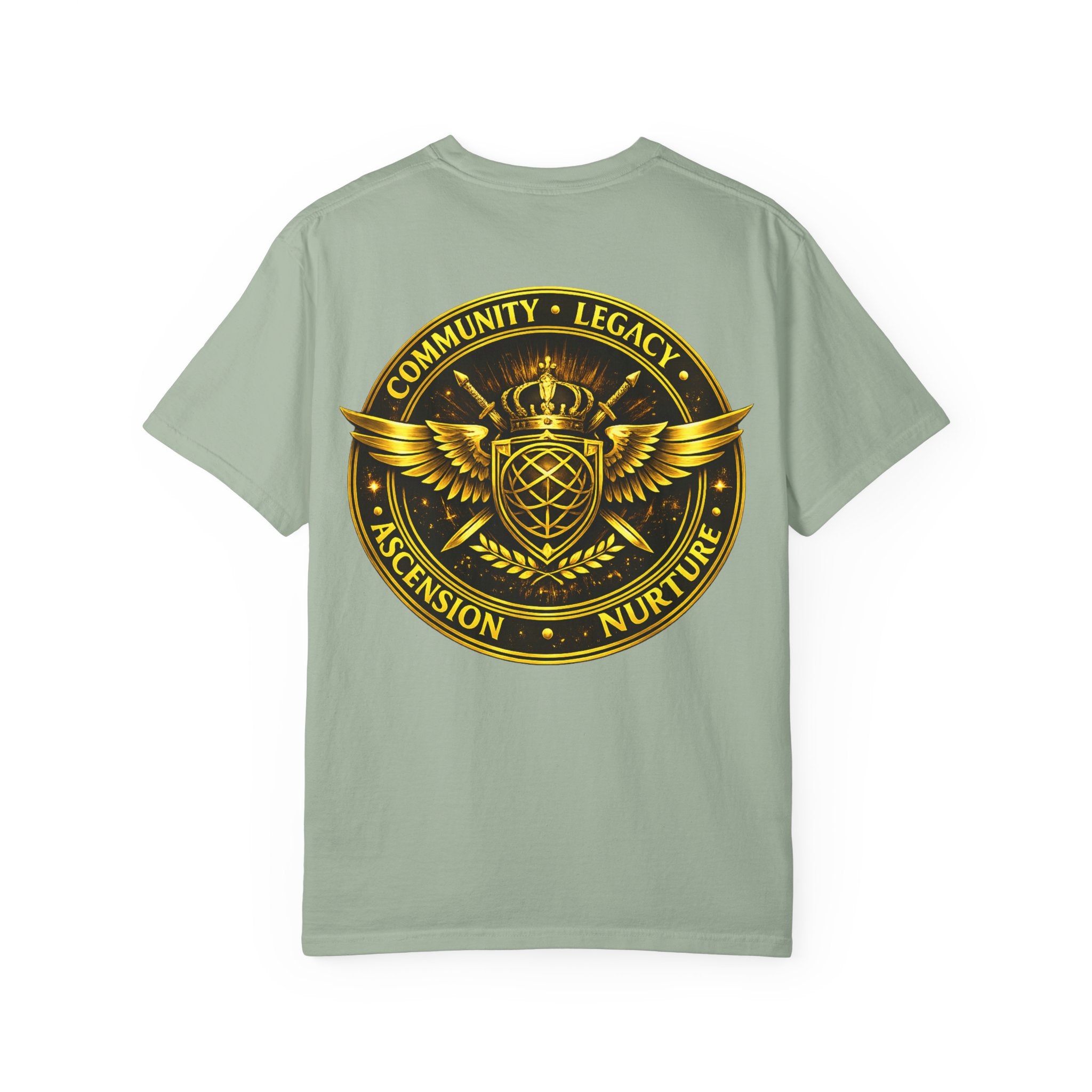 Clan-Destined Graphic T-Shirt — Gold Crown & Wings Emblem