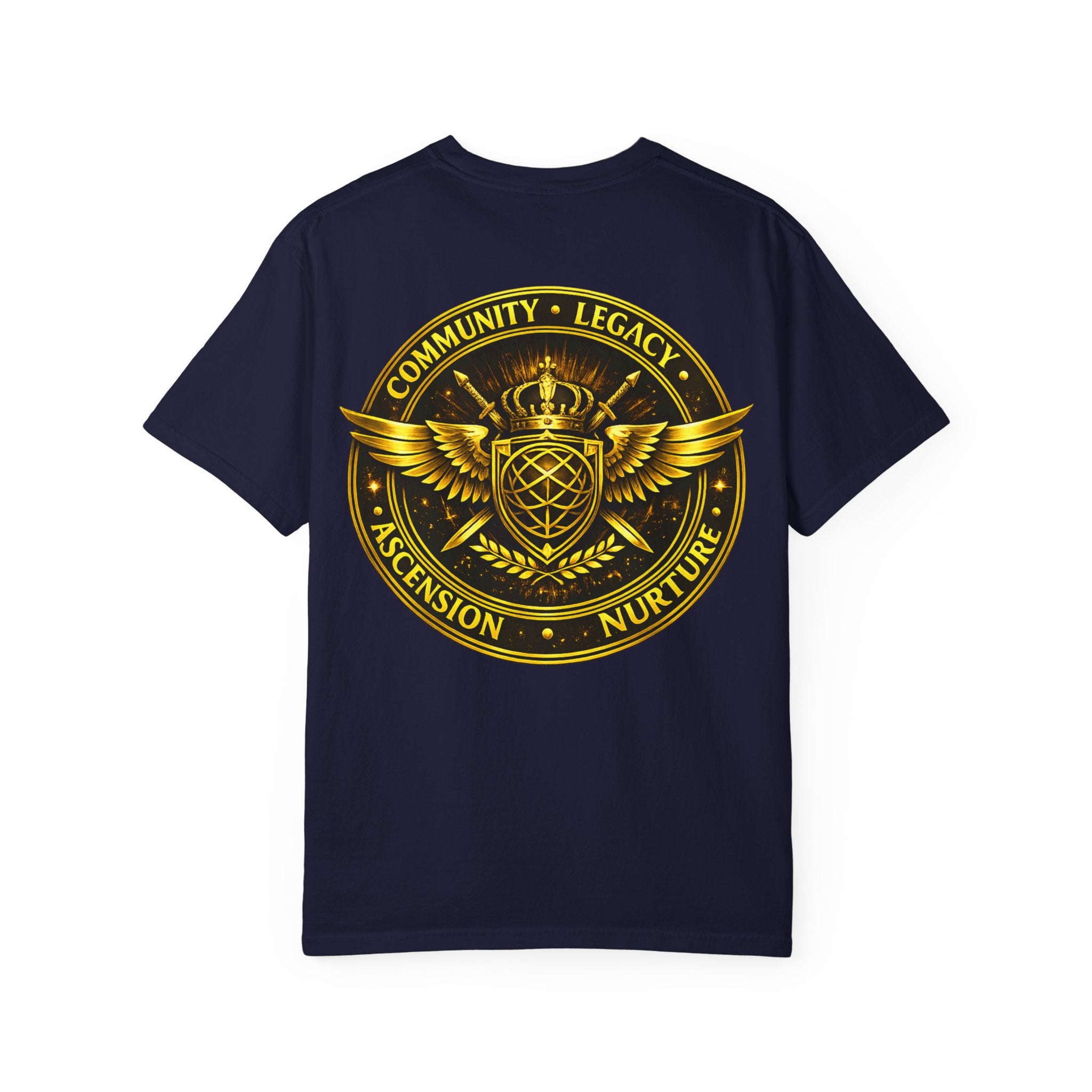 Clan-Destined Graphic T-Shirt — Gold Crown & Wings Emblem