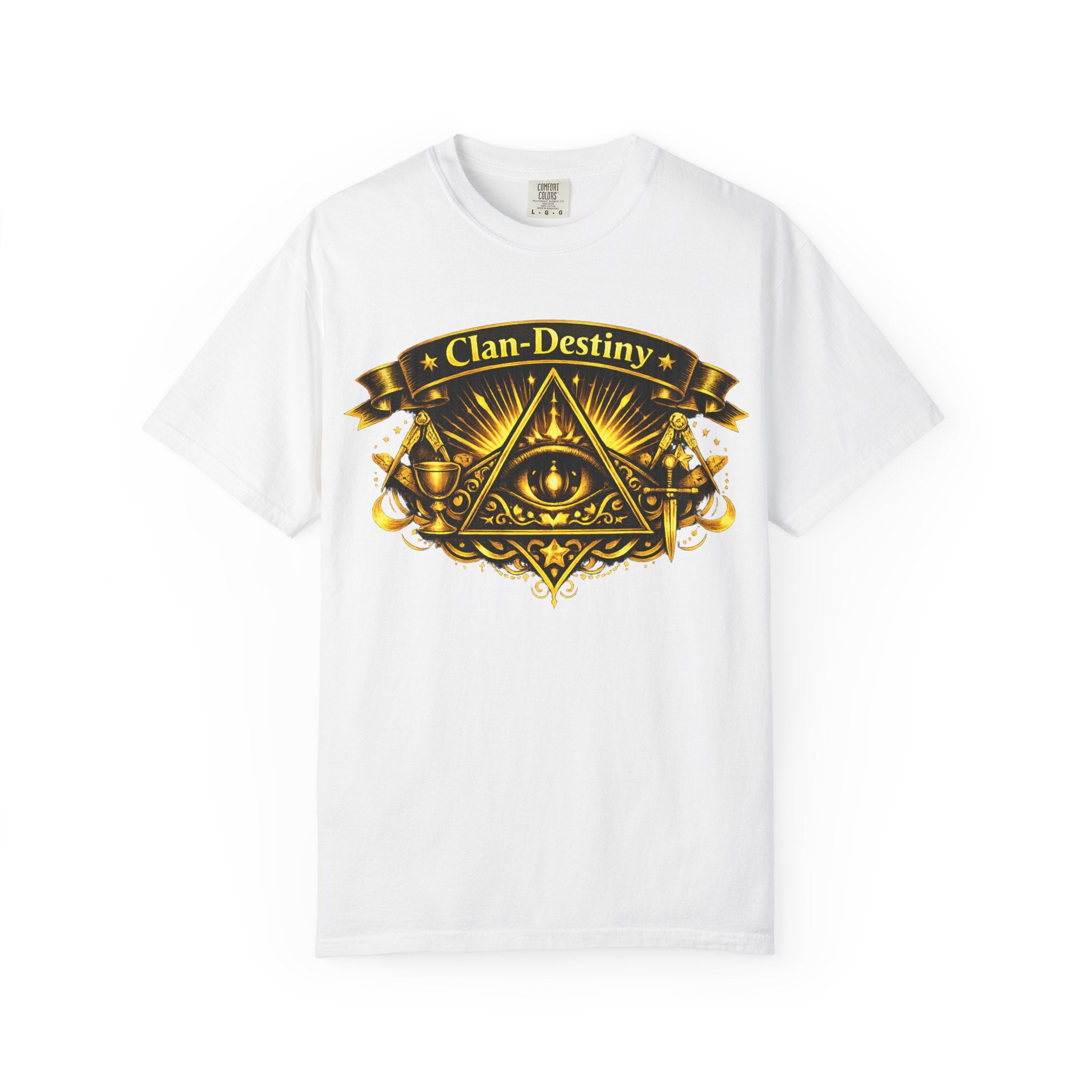 Mystic Eye T-Shirt — "Clan-Destiny" Gold Pyramid Graphic
