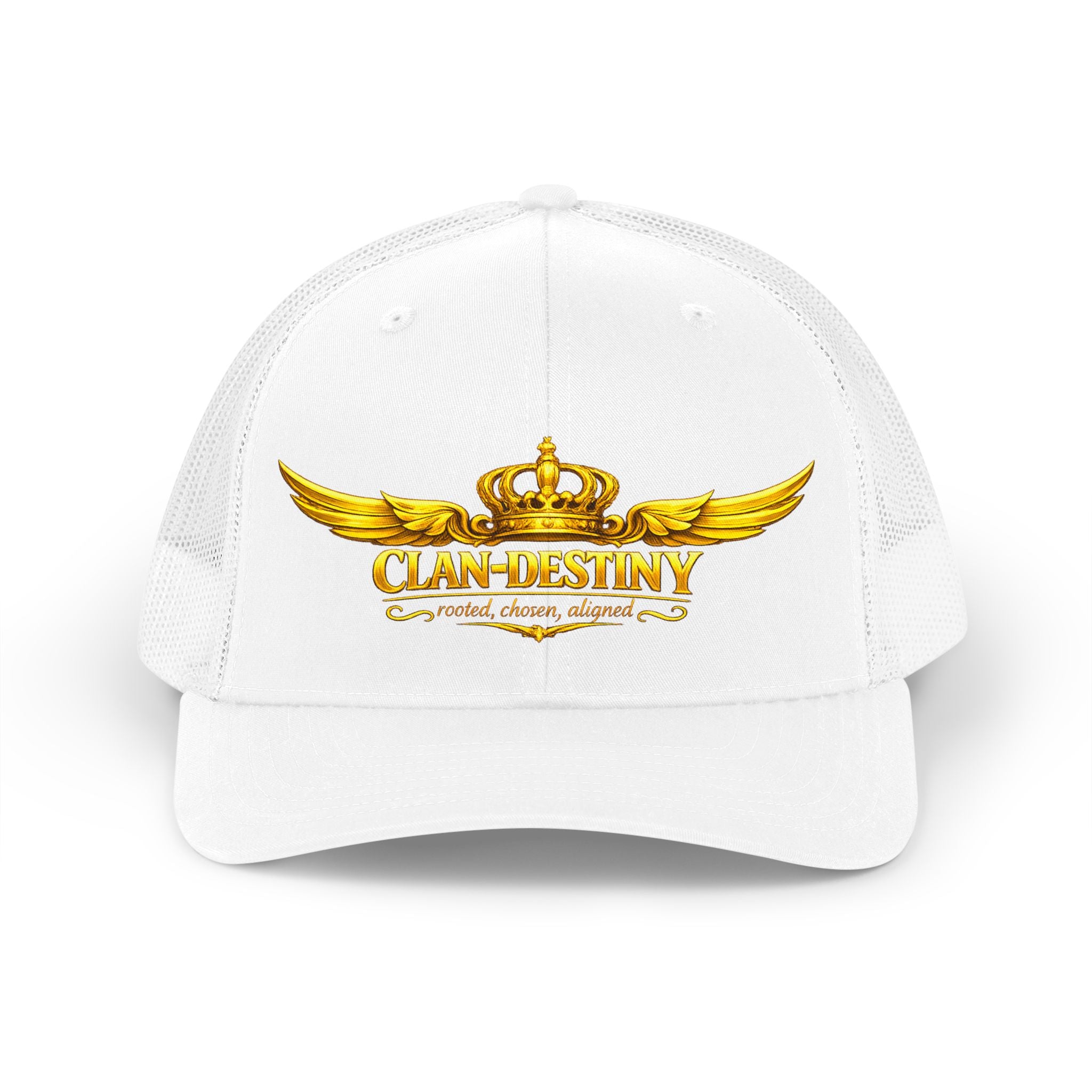 Retro Trucker Hat — Gold Crown Wings "Clan Destiny" Logo