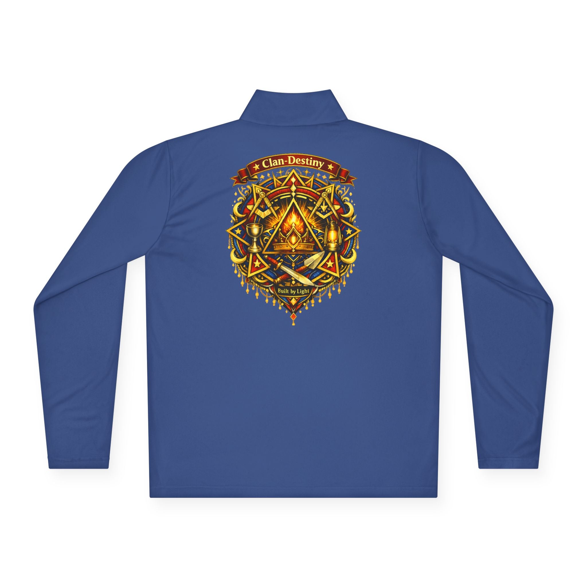 Ember Sigil Quarter-Zip Pullover — Fantasy Crest Backprint & Chest Emblem