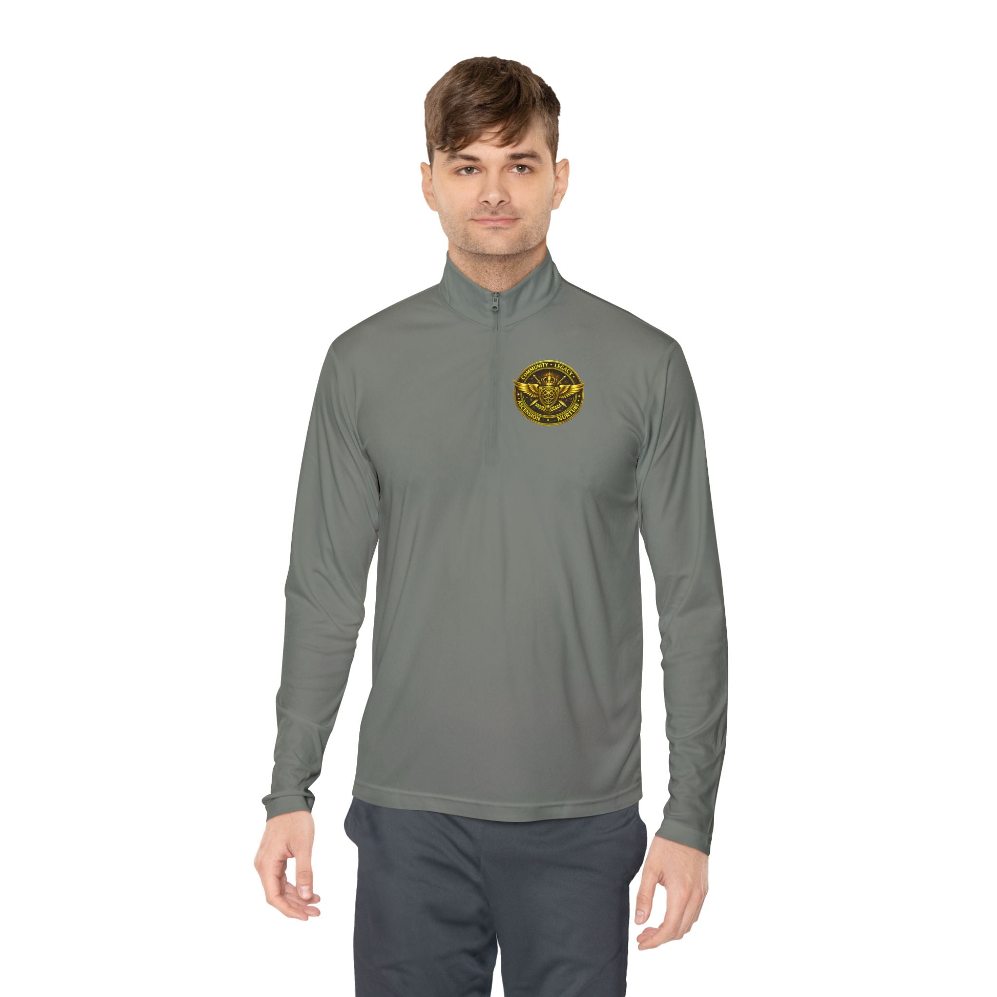 Ember Sigil Quarter-Zip Pullover — Fantasy Crest Backprint & Chest Emblem