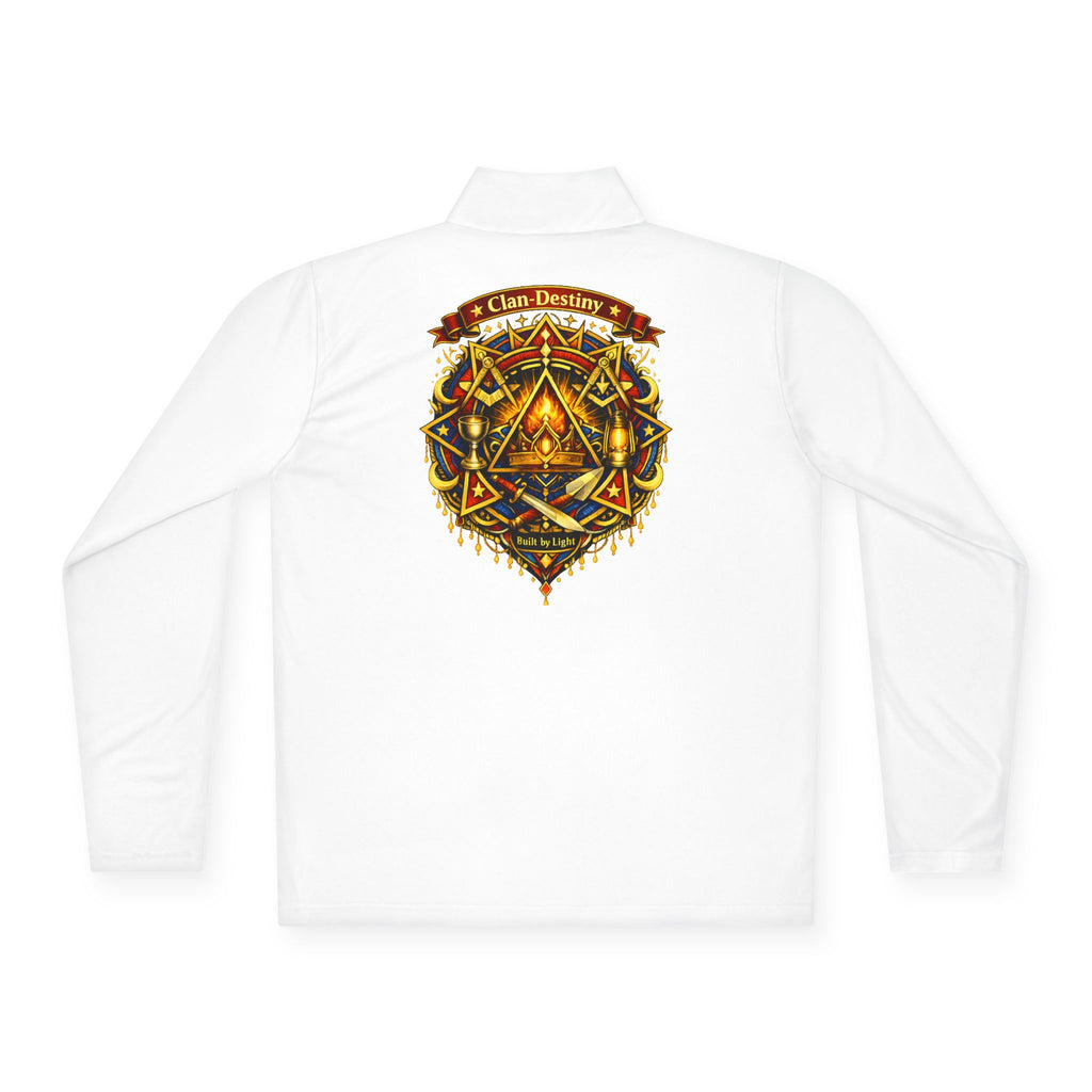 Ember Sigil Quarter-Zip Pullover — Fantasy Crest Backprint & Chest Emblem