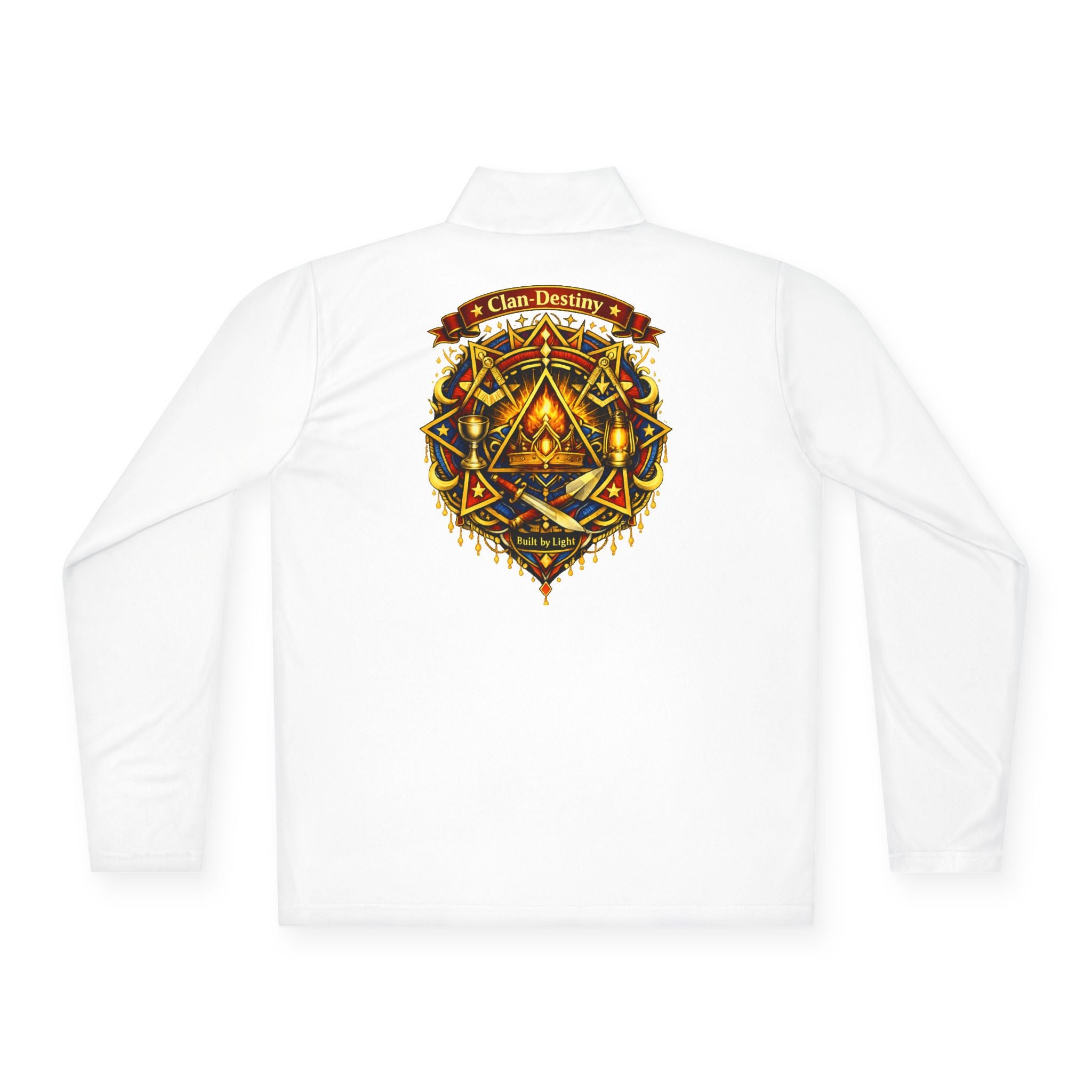 Ember Sigil Quarter-Zip Pullover — Fantasy Crest Backprint & Chest Emblem