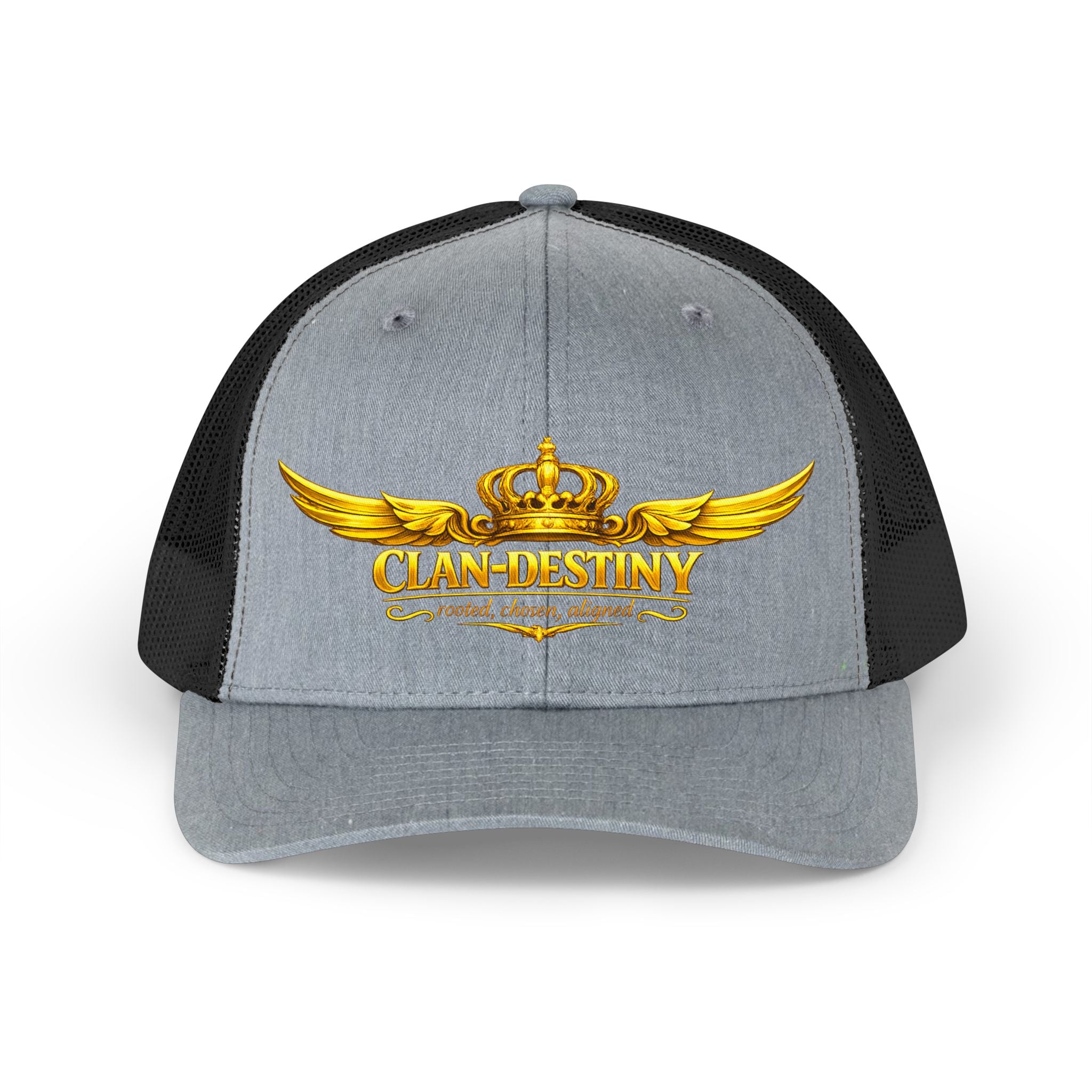 Retro Trucker Hat — Gold Crown Wings "Clan Destiny" Logo