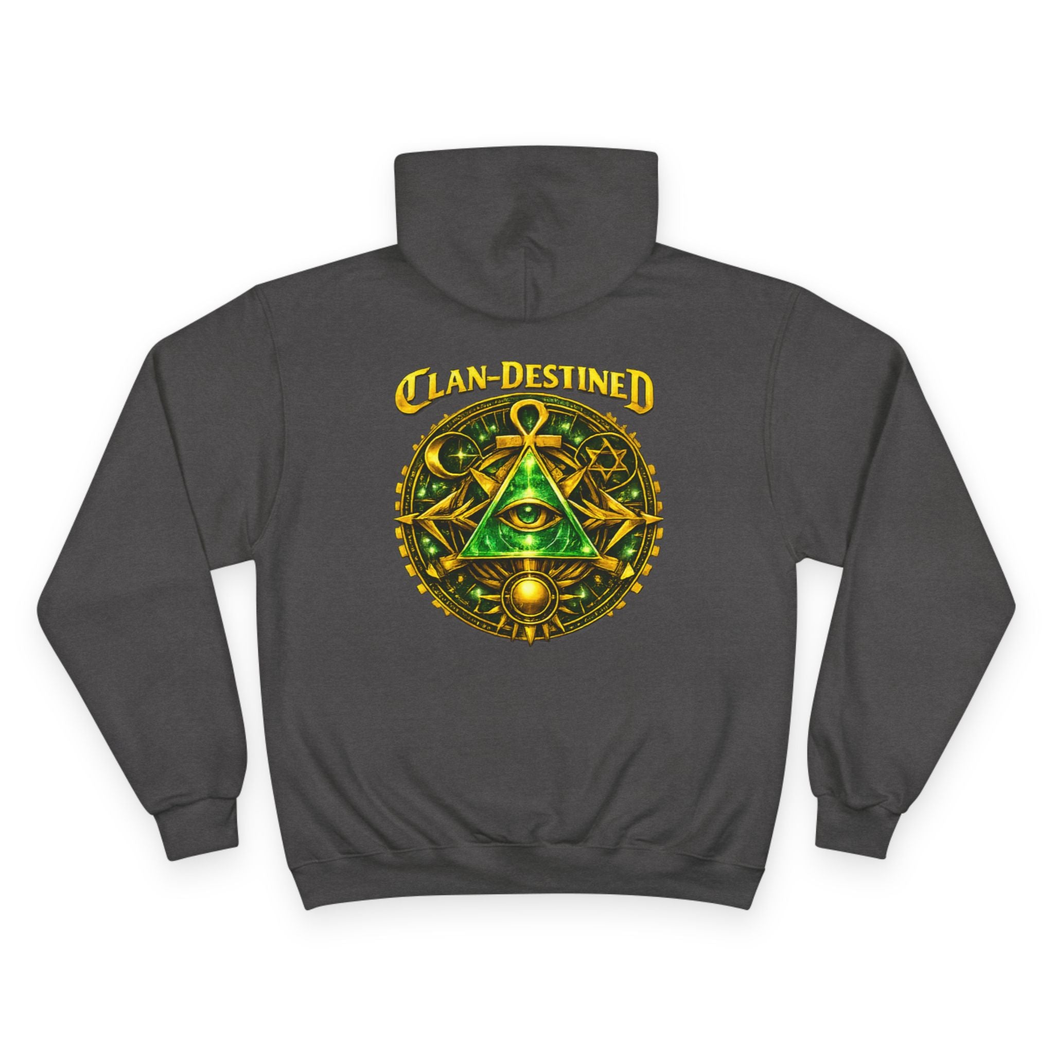 Champion Hoodie — 'Clan-Destined' Gold & Green Mystic Triangle Hooded Sweatshirt