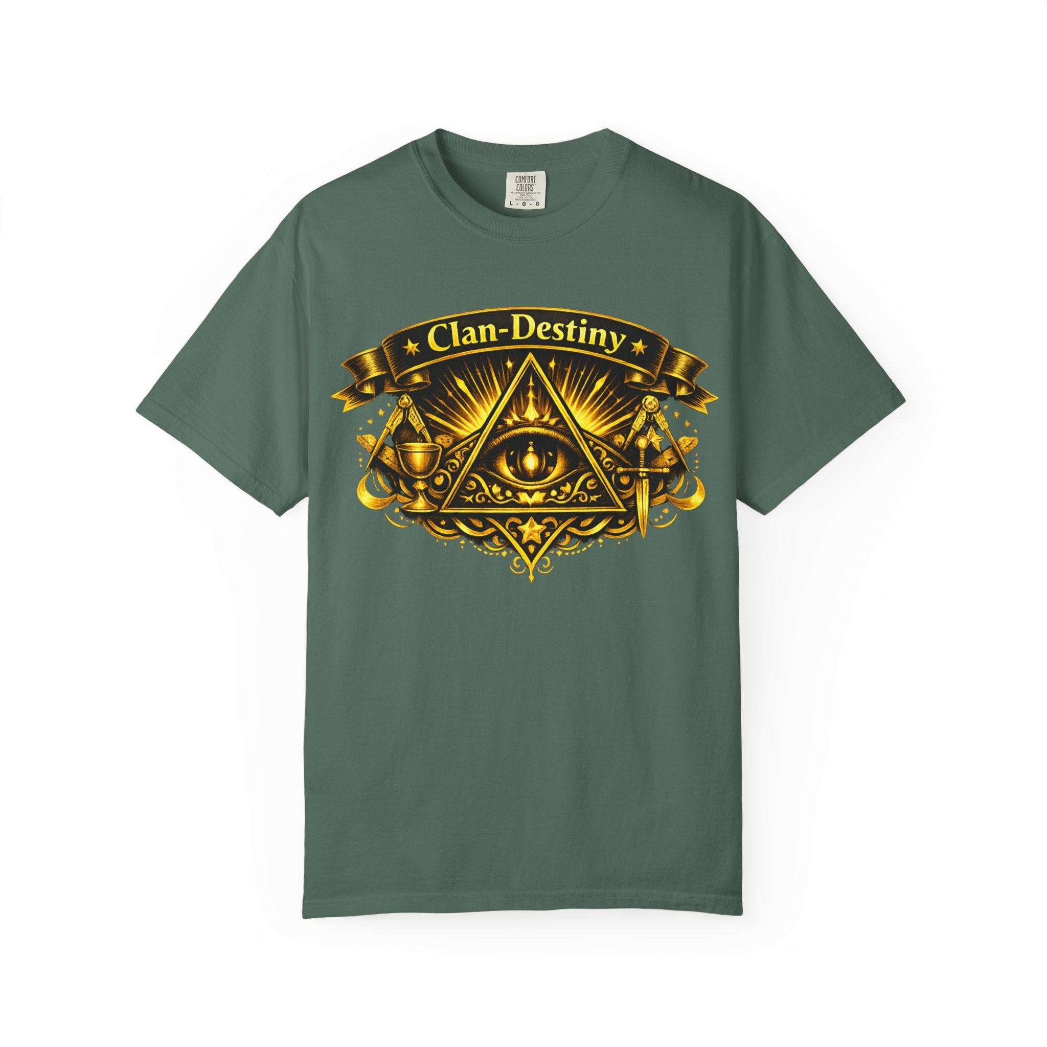 Mystic Eye T-Shirt — "Clan-Destiny" Gold Pyramid Graphic