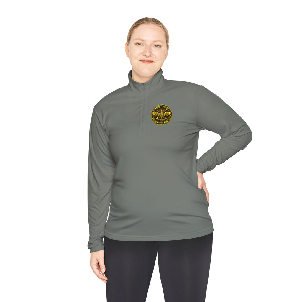 Ember Sigil Quarter-Zip Pullover — Fantasy Crest Backprint & Chest Emblem