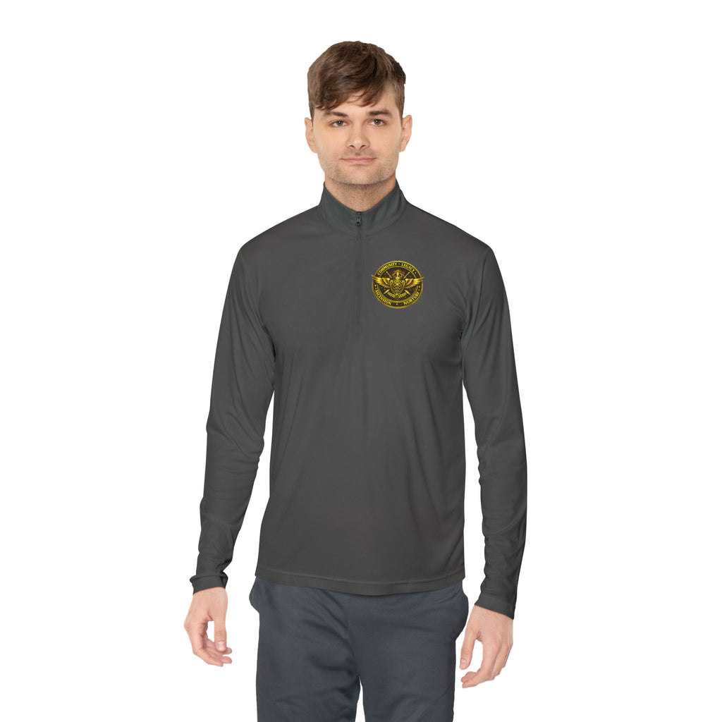 Ember Sigil Quarter-Zip Pullover — Fantasy Crest Backprint & Chest Emblem