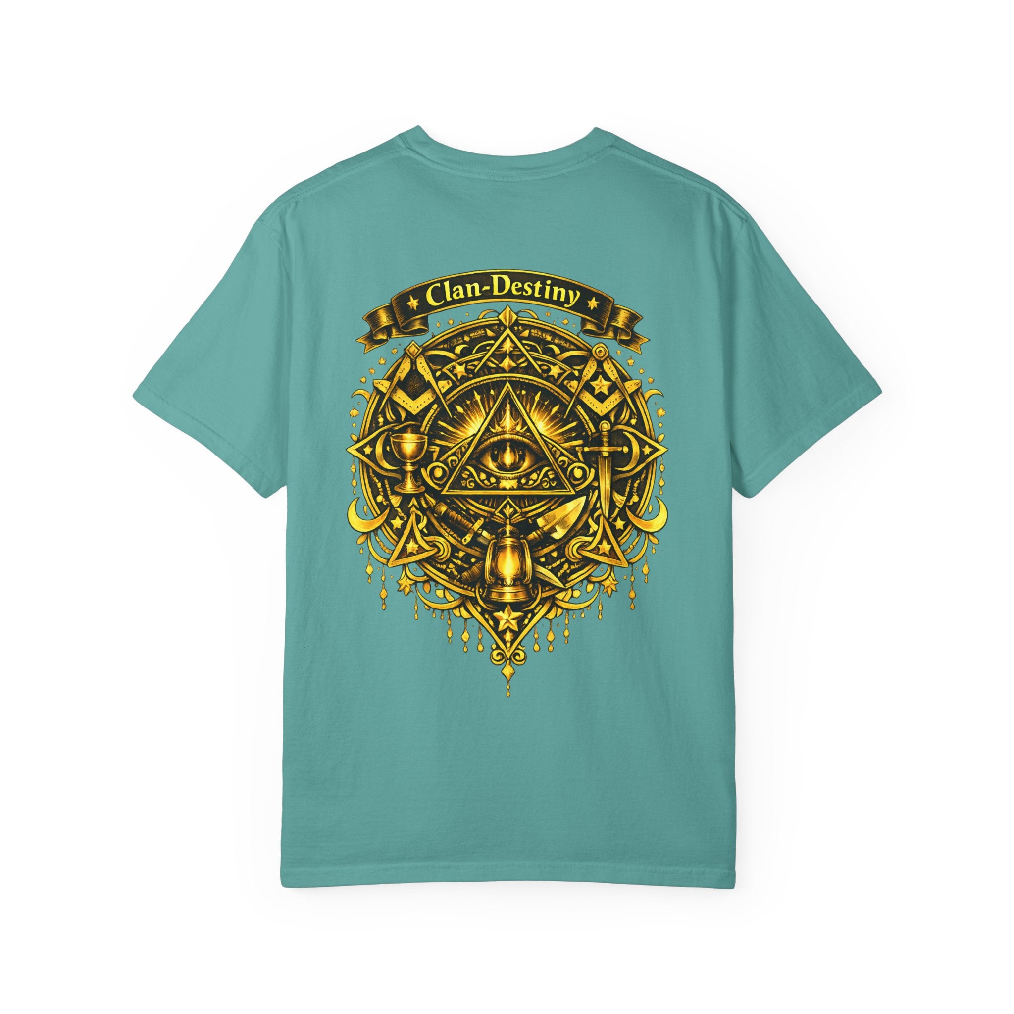 Mystic Eye T-Shirt — "Clan-Destiny" Gold Pyramid Graphic