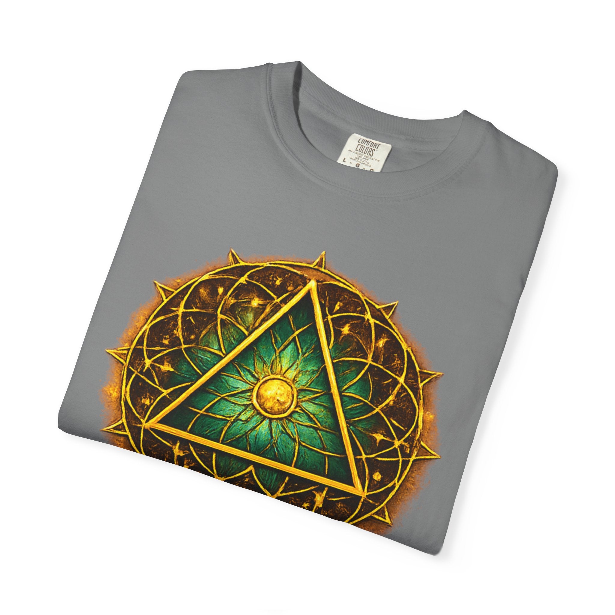 Mystic Sigil T-Shirt — Golden All-Seeing Eye & Esoteric Symbols Graphic Tee