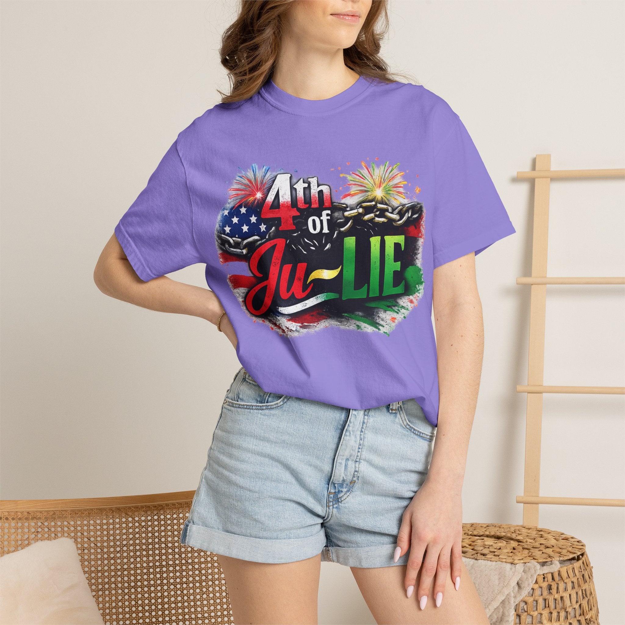 4th of Ju-LIE Graphic T-Shirt – Patriotic Fireworks Independence Day Tee