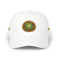 Embroidered Sacred Triangle Dad Cap — White Spiritual Symbol Baseball Hat