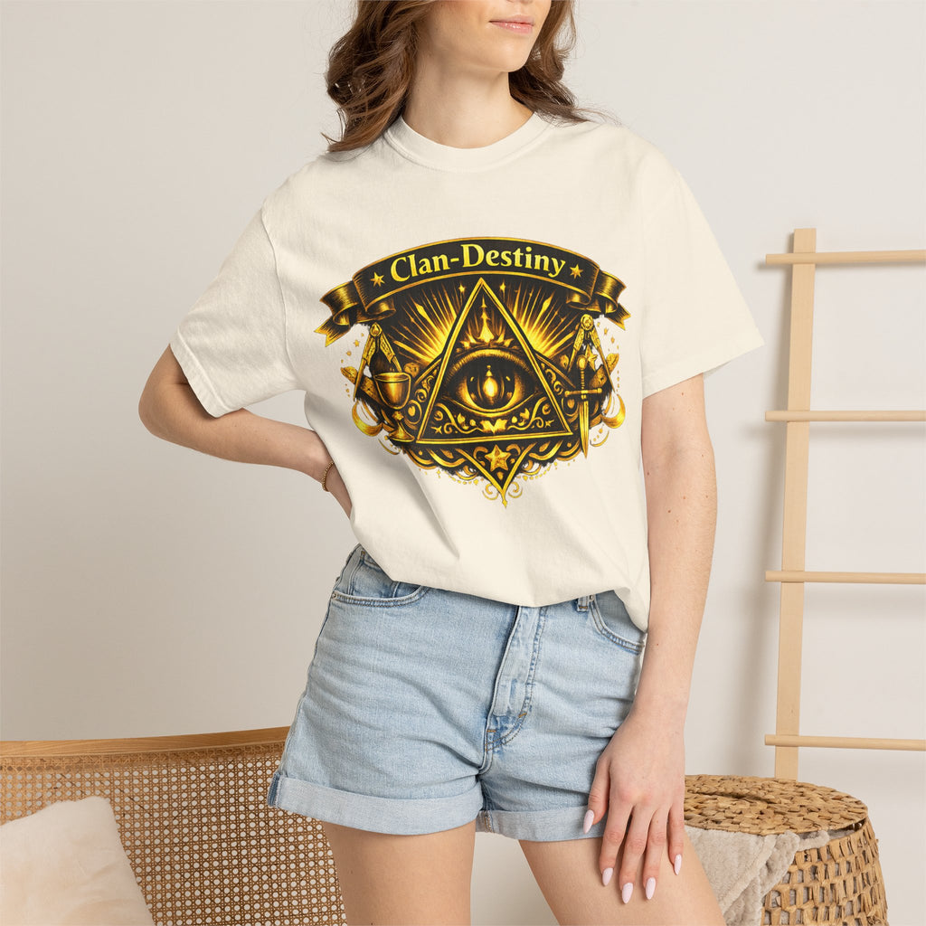 Mystic Eye T-Shirt — "Clan-Destiny" Gold Pyramid Graphic