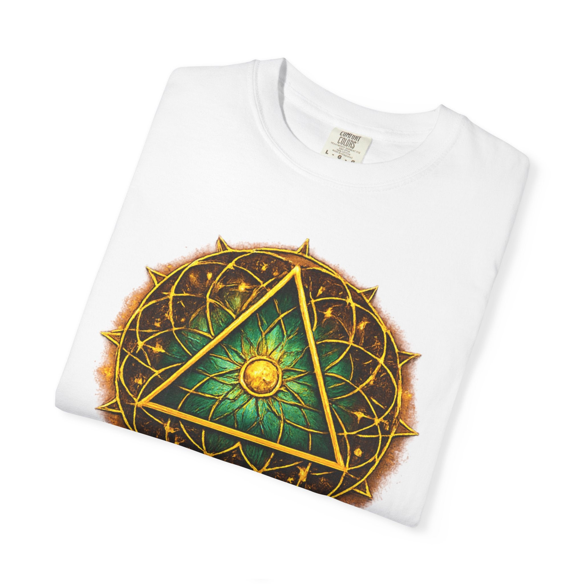 Mystic Sigil T-Shirt — Golden All-Seeing Eye & Esoteric Symbols Graphic Tee