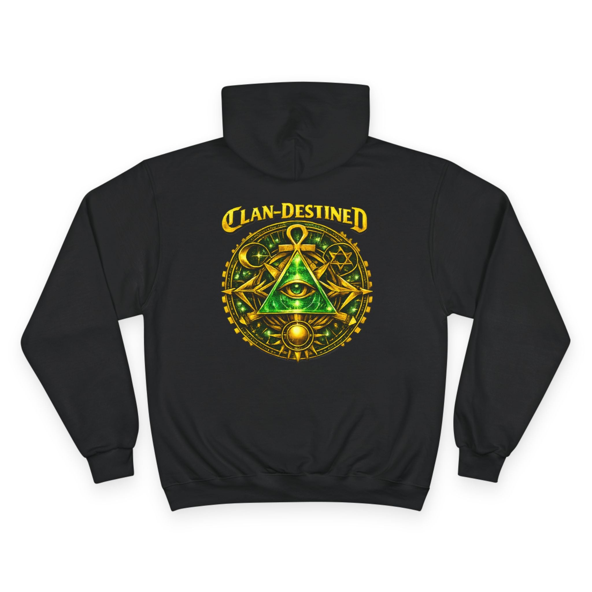 Champion Hoodie — 'Clan-Destined' Gold & Green Mystic Triangle Hooded Sweatshirt