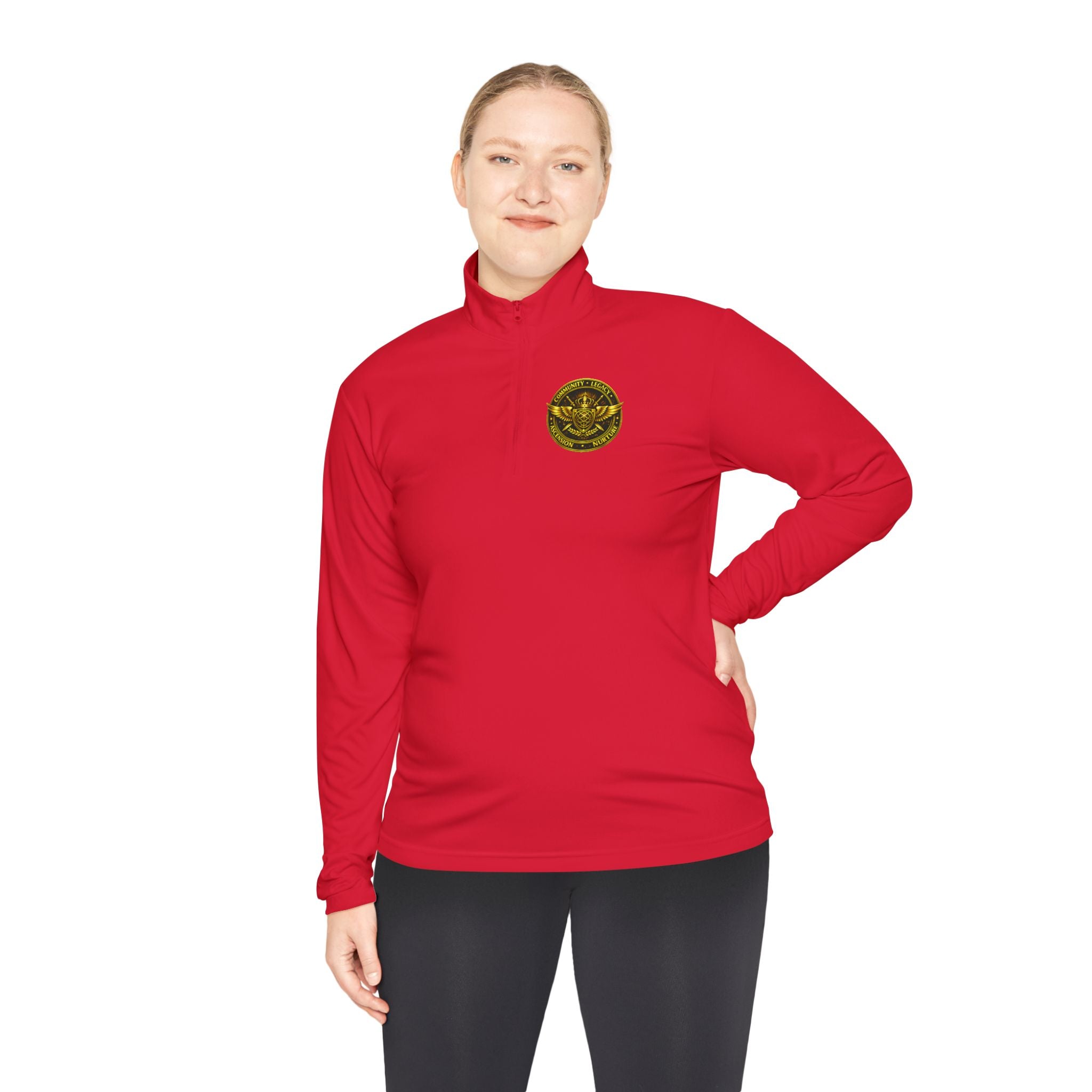 Ember Sigil Quarter-Zip Pullover — Fantasy Crest Backprint & Chest Emblem
