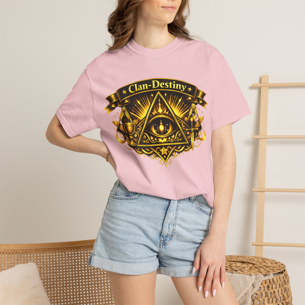 Mystic Eye T-Shirt — "Clan-Destiny" Gold Pyramid Graphic