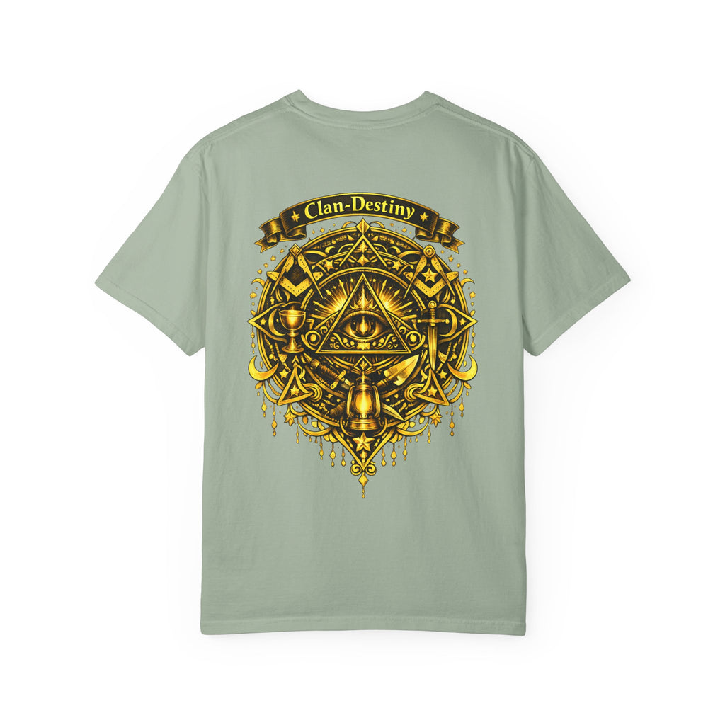 Mystic Eye T-Shirt — "Clan-Destiny" Gold Pyramid Graphic
