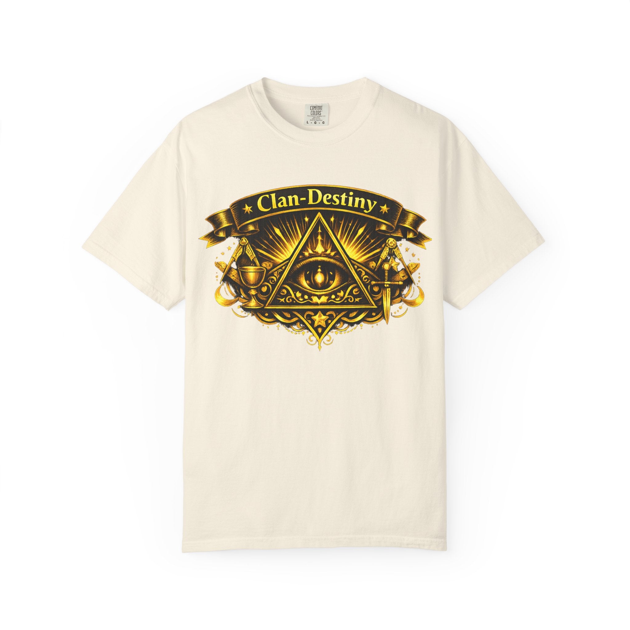 Mystic Eye T-Shirt — "Clan-Destiny" Gold Pyramid Graphic