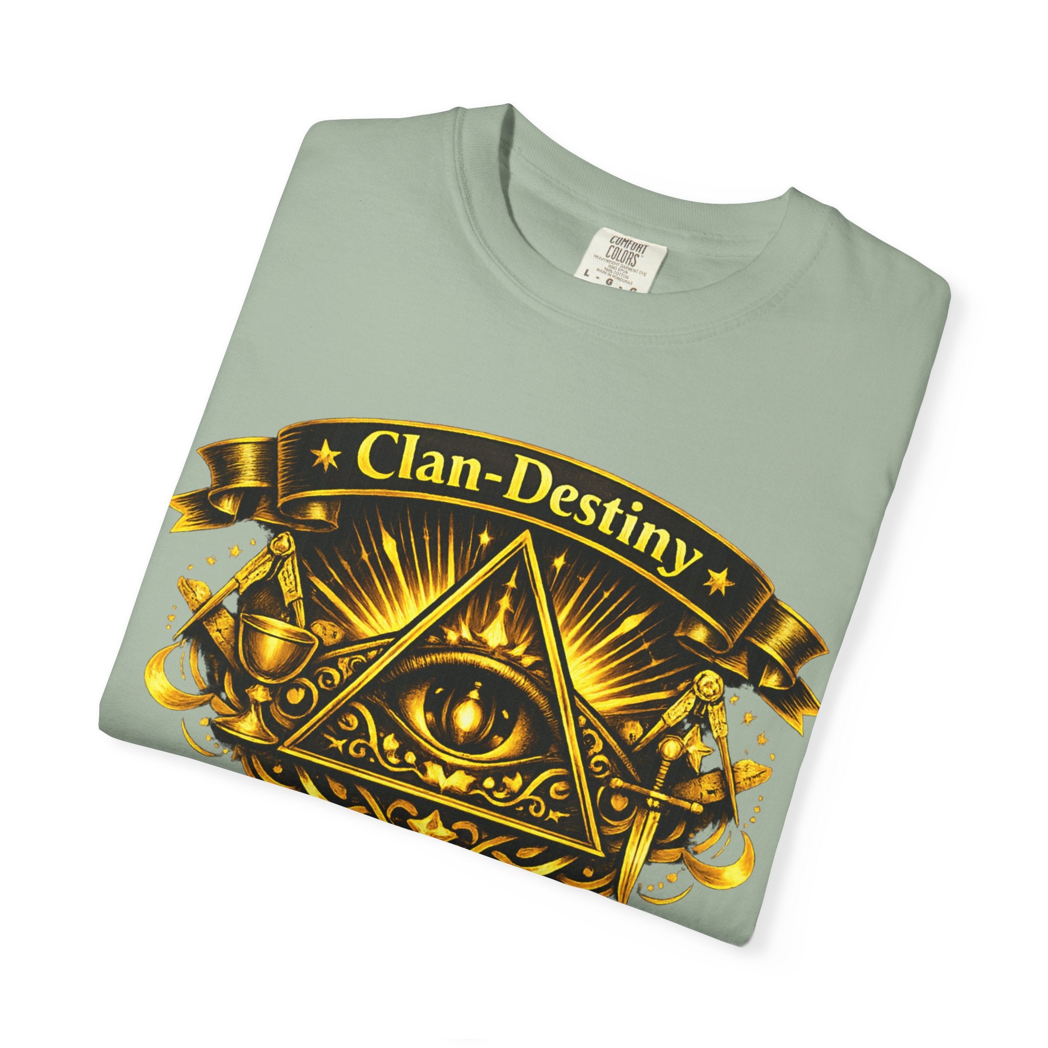 Mystic Eye T-Shirt — "Clan-Destiny" Gold Pyramid Graphic