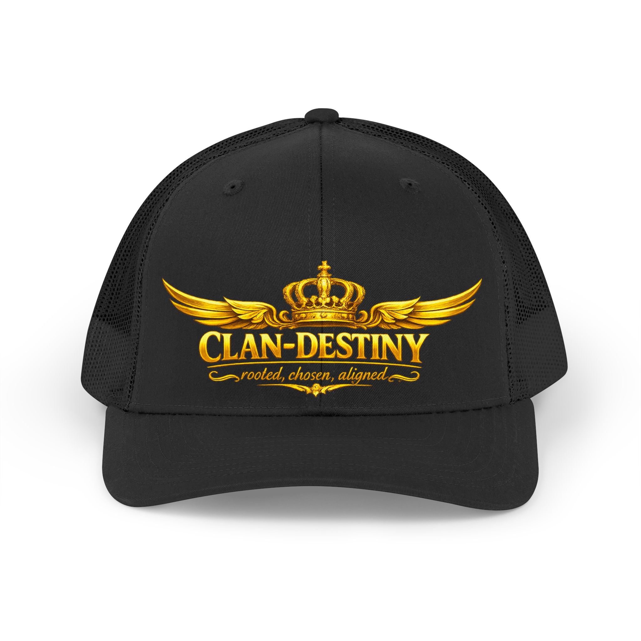 Vintage Trucker Hat — "Clan Destiny" Gold Crown Wing Logo