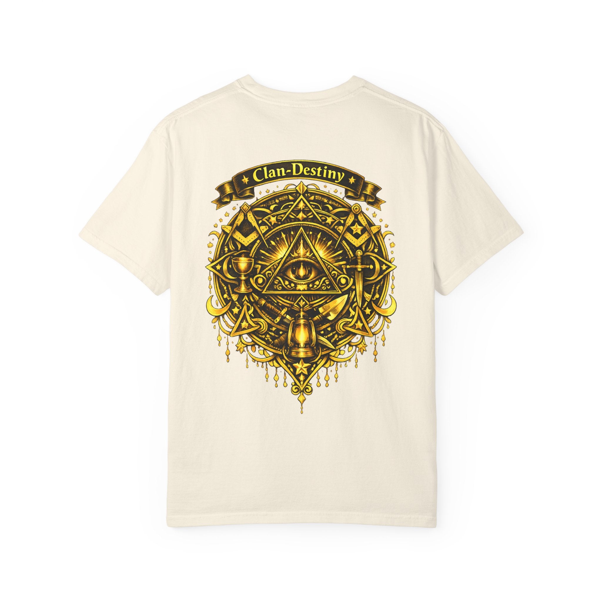 Mystic Eye T-Shirt — "Clan-Destiny" Gold Pyramid Graphic