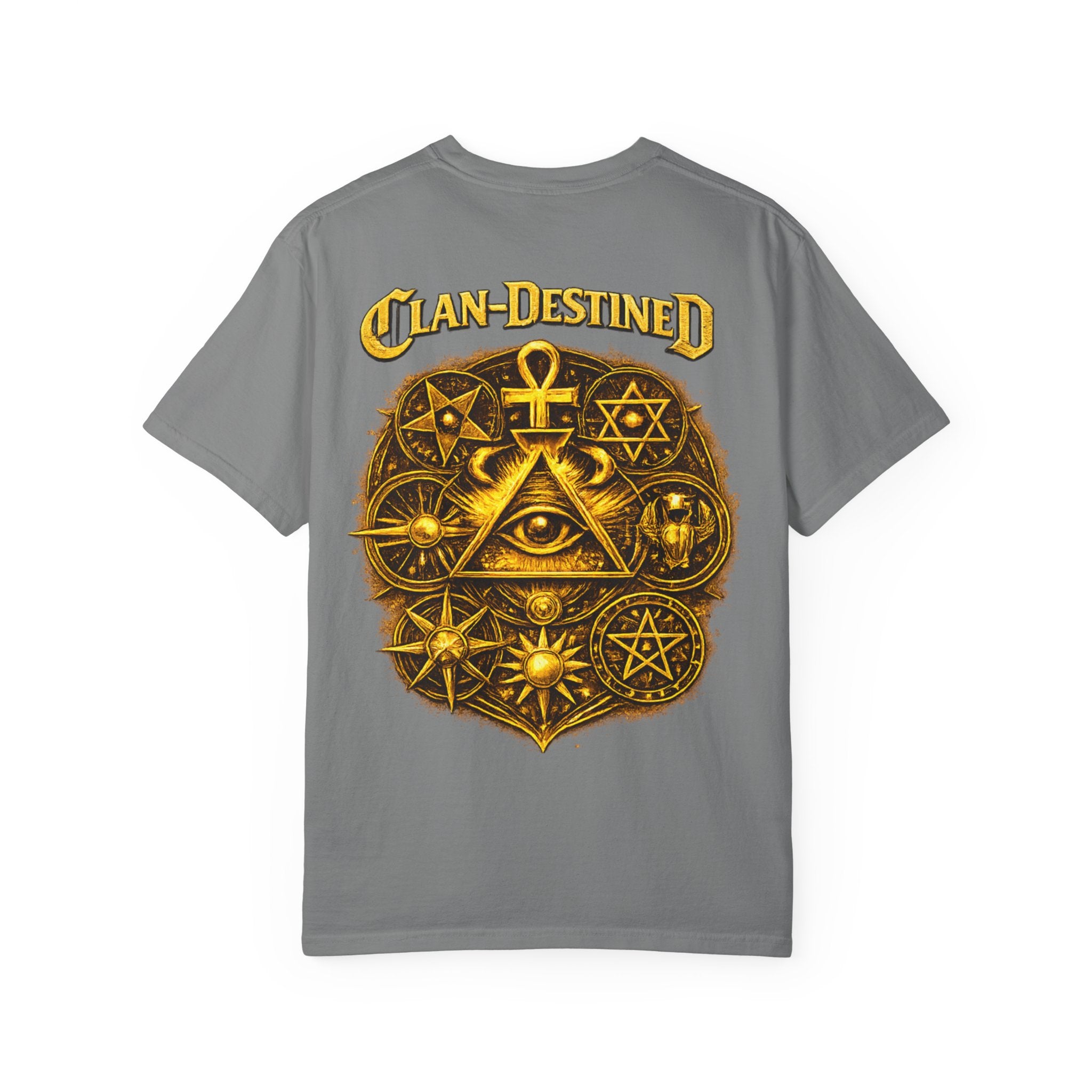 Mystic Sigil T-Shirt — Golden All-Seeing Eye & Esoteric Symbols Graphic Tee