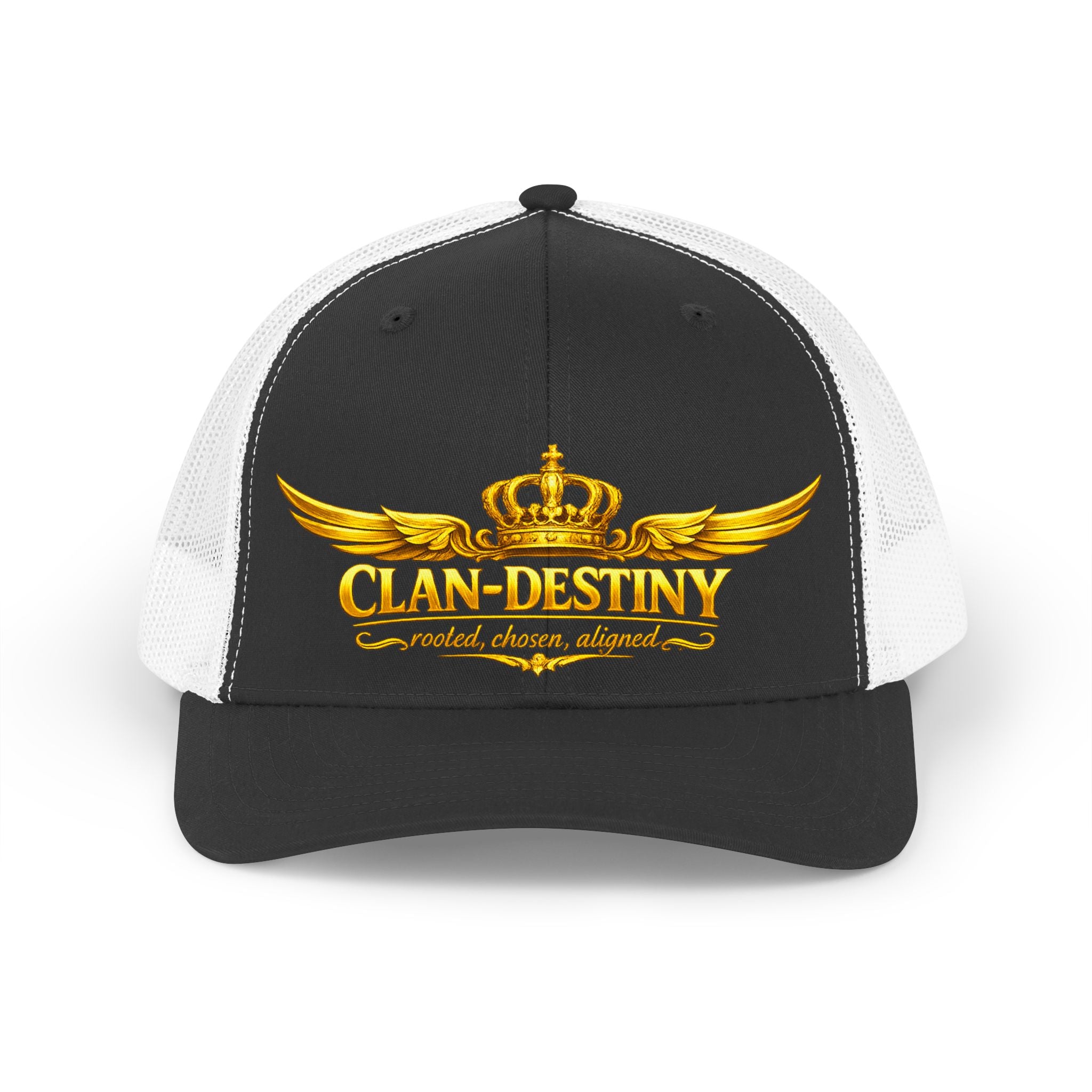 Vintage Trucker Hat — "Clan Destiny" Gold Crown Wing Logo