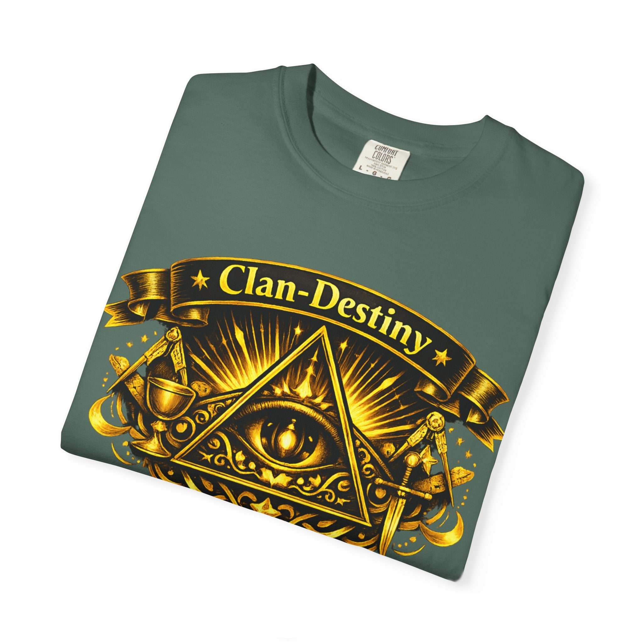 Mystic Eye T-Shirt — "Clan-Destiny" Gold Pyramid Graphic