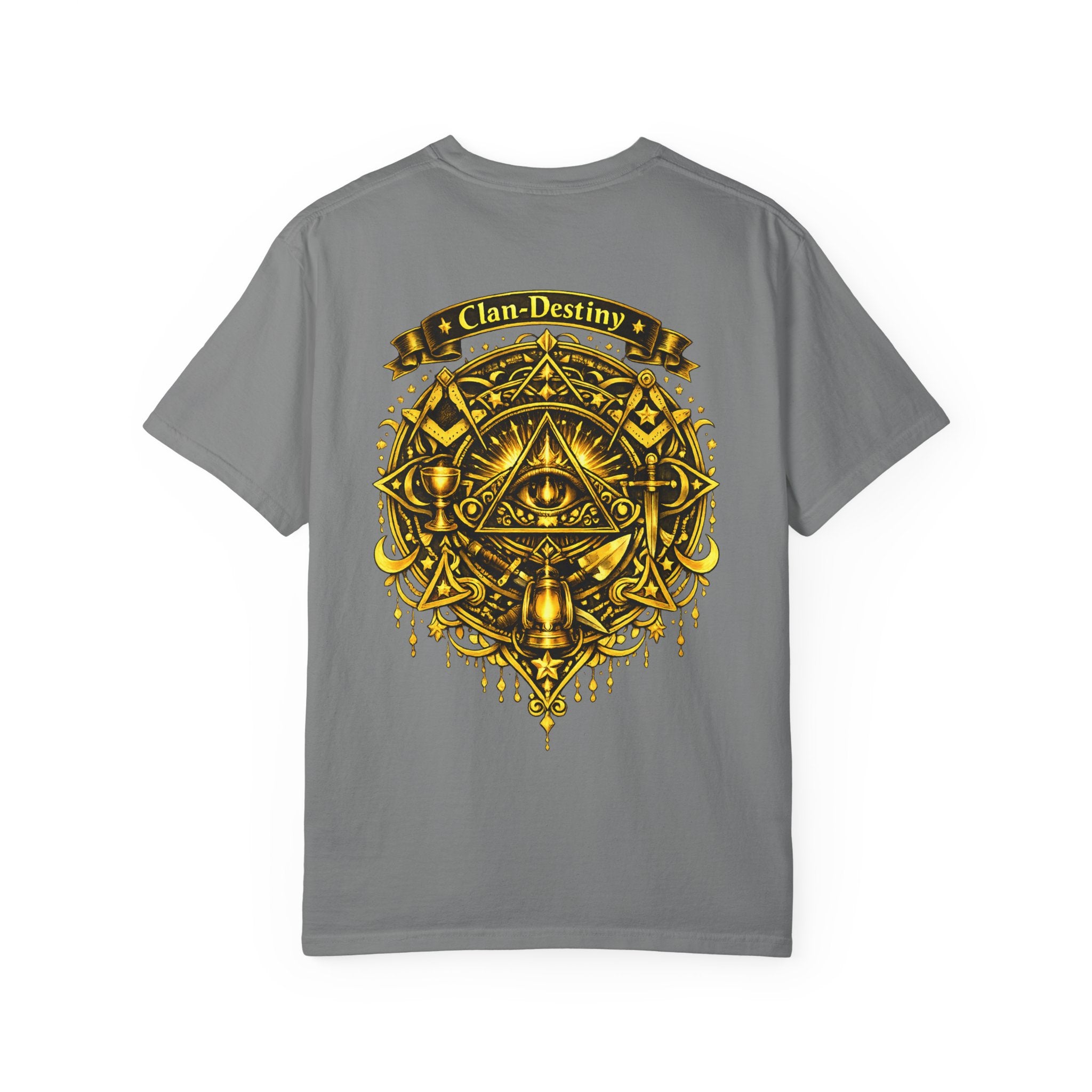 Mystic Eye T-Shirt — "Clan-Destiny" Gold Pyramid Graphic
