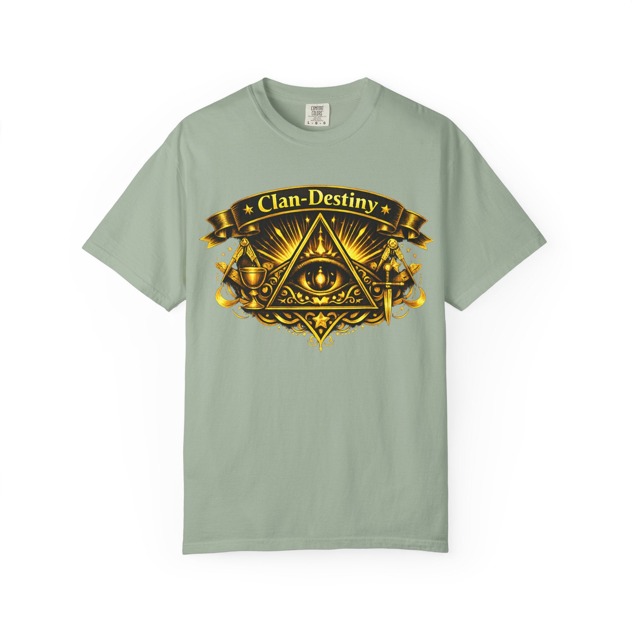 Mystic Eye T-Shirt — "Clan-Destiny" Gold Pyramid Graphic