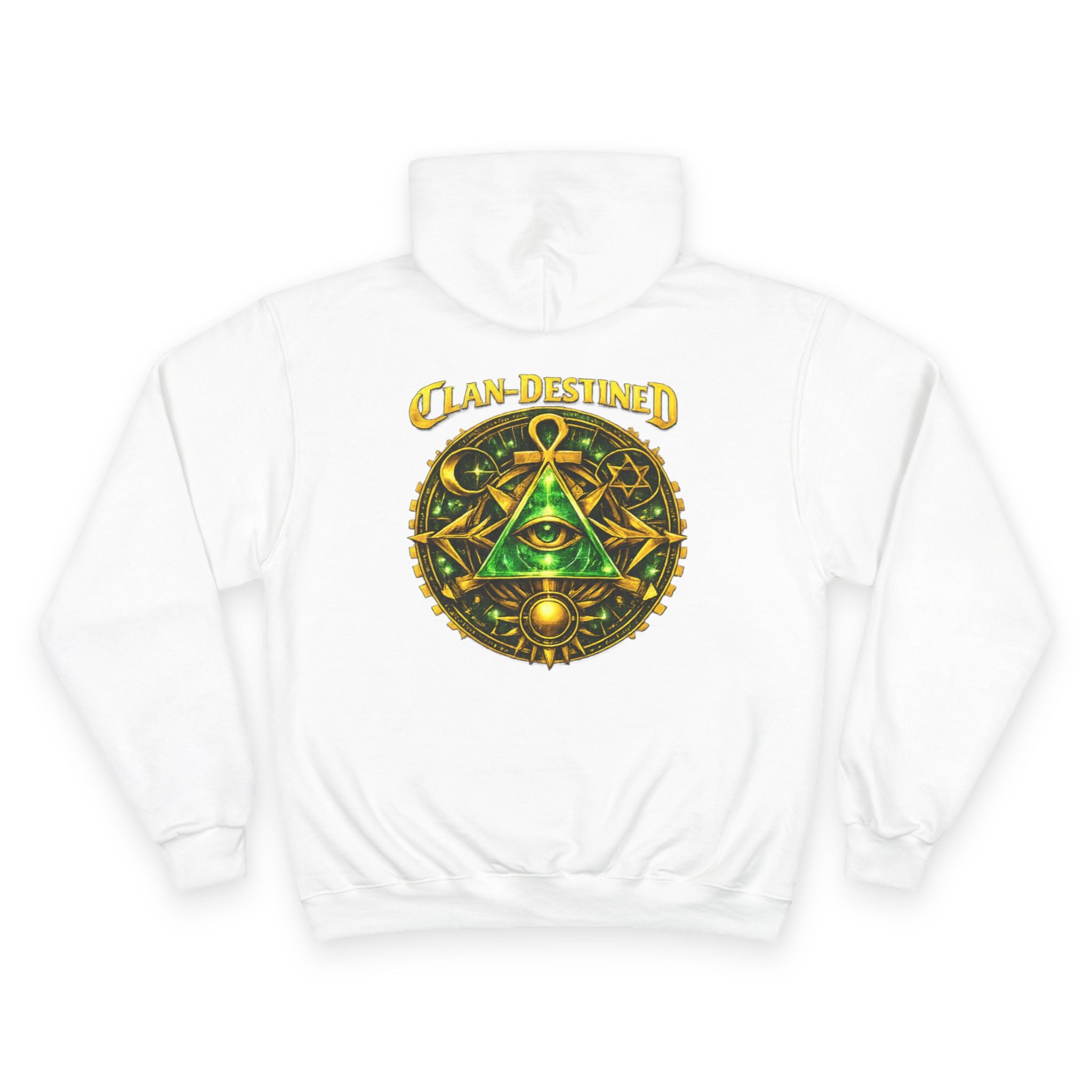 Champion Hoodie — 'Clan-Destined' Gold & Green Mystic Triangle Hooded Sweatshirt