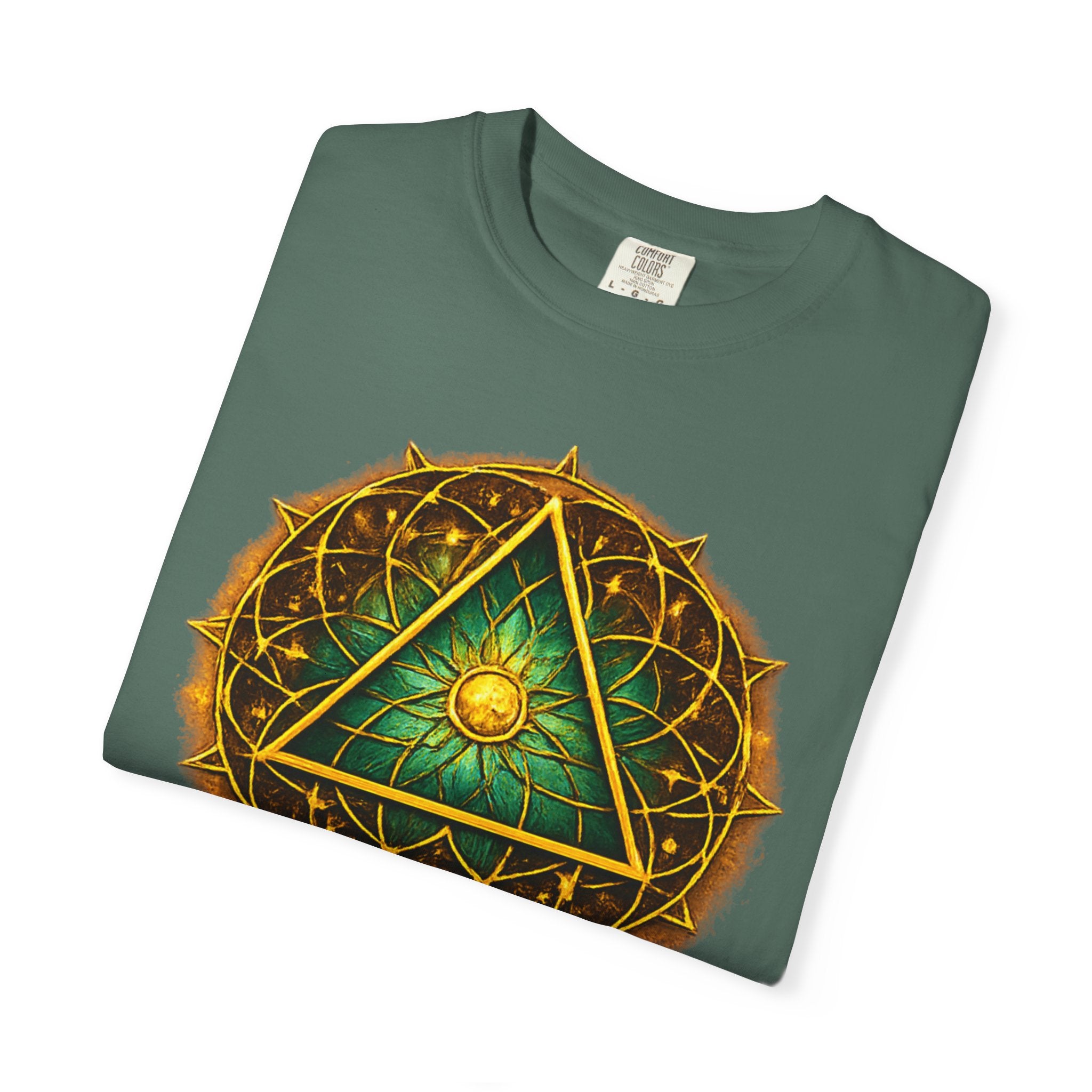 Mystic Sigil T-Shirt — Golden All-Seeing Eye & Esoteric Symbols Graphic Tee