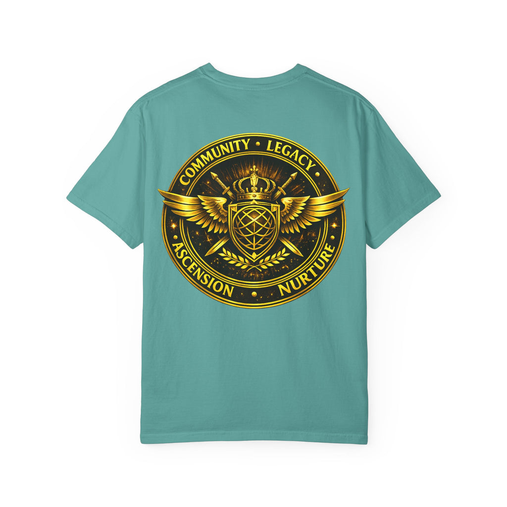 Clan-Destined Graphic T-Shirt — Gold Crown & Wings Emblem