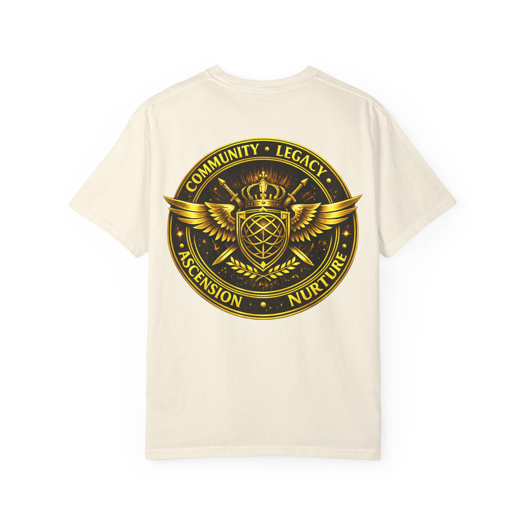 Clan-Destined Graphic T-Shirt — Gold Crown & Wings Emblem