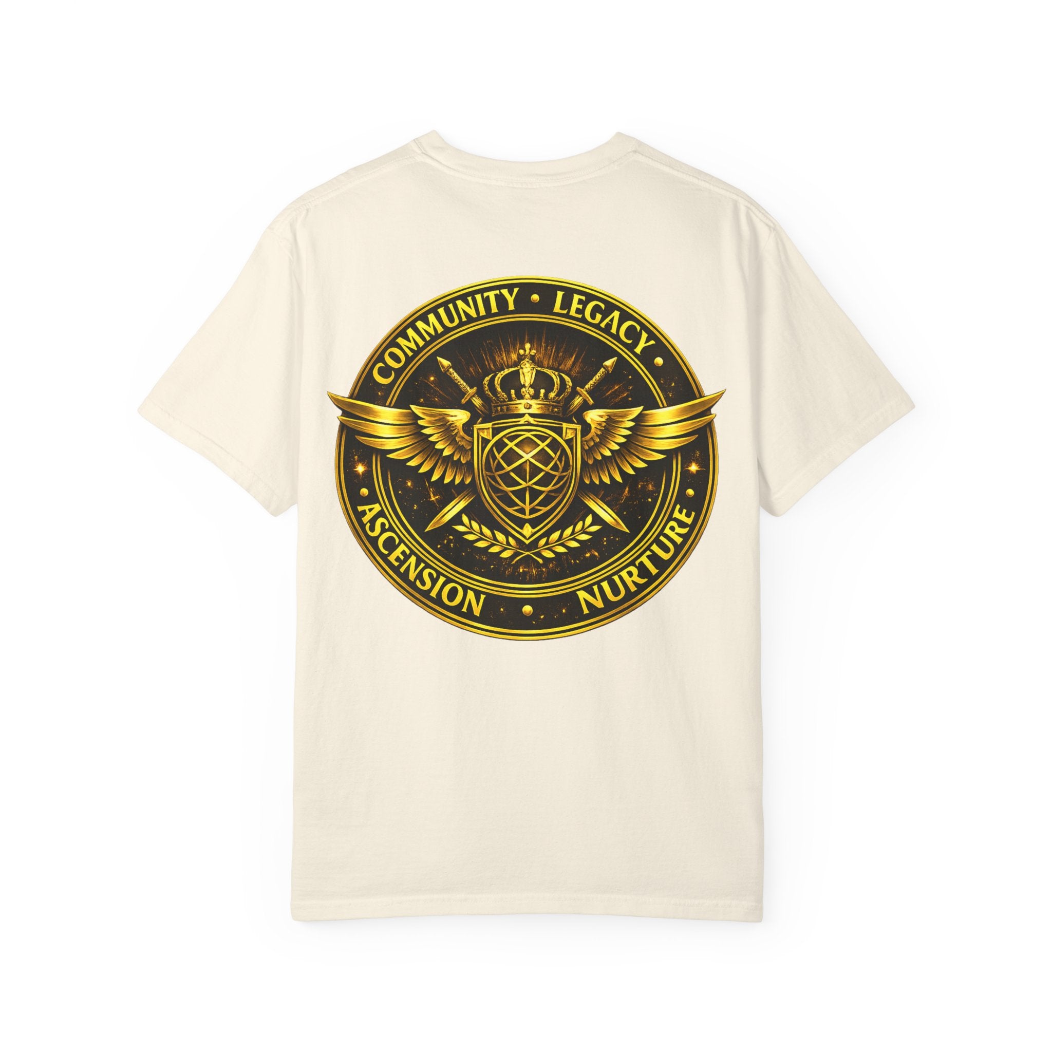 Clan-Destined Graphic T-Shirt — Gold Crown & Wings Emblem