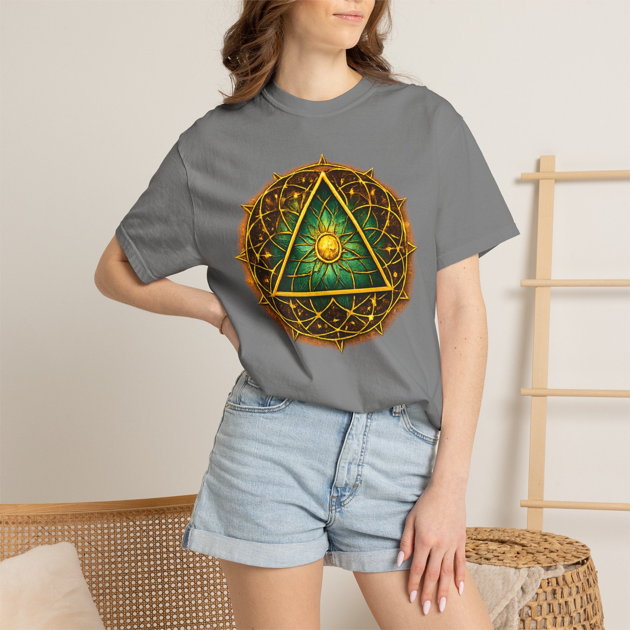 Mystic Sigil T-Shirt — Golden All-Seeing Eye & Esoteric Symbols Graphic Tee