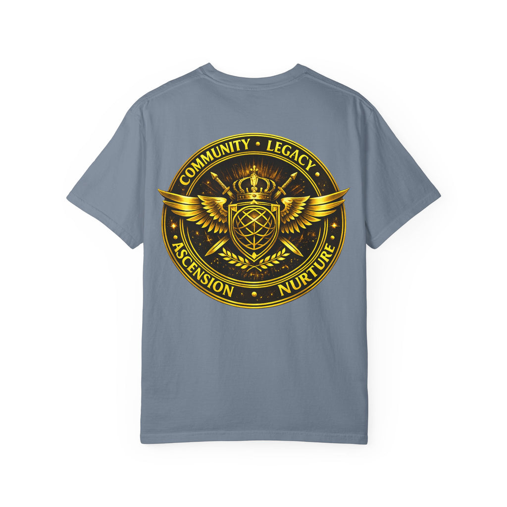 Clan-Destined Graphic T-Shirt — Gold Crown & Wings Emblem