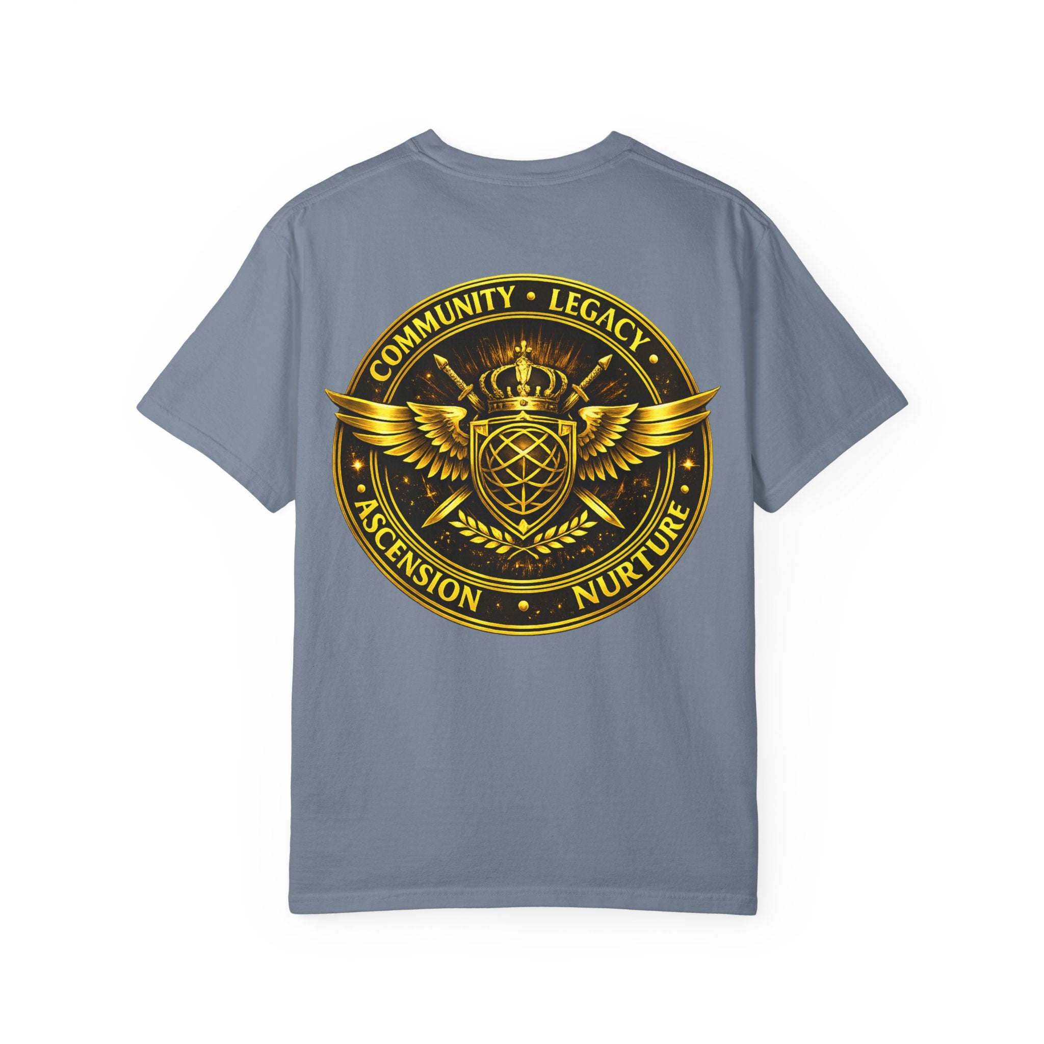 Clan-Destined Graphic T-Shirt — Gold Crown & Wings Emblem